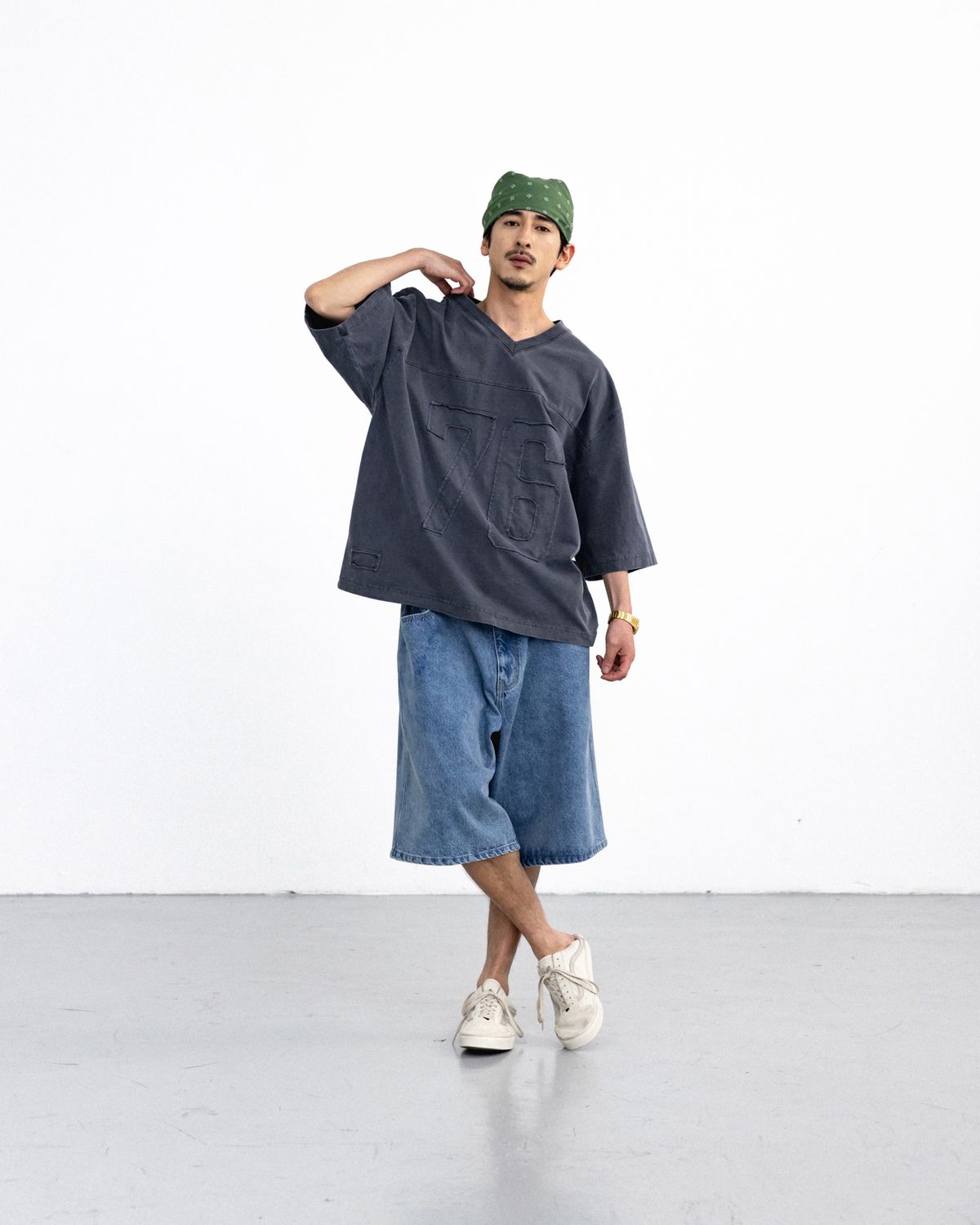 앵글런(ANGLAN) Pigment Rugby Tee - Washed Grey