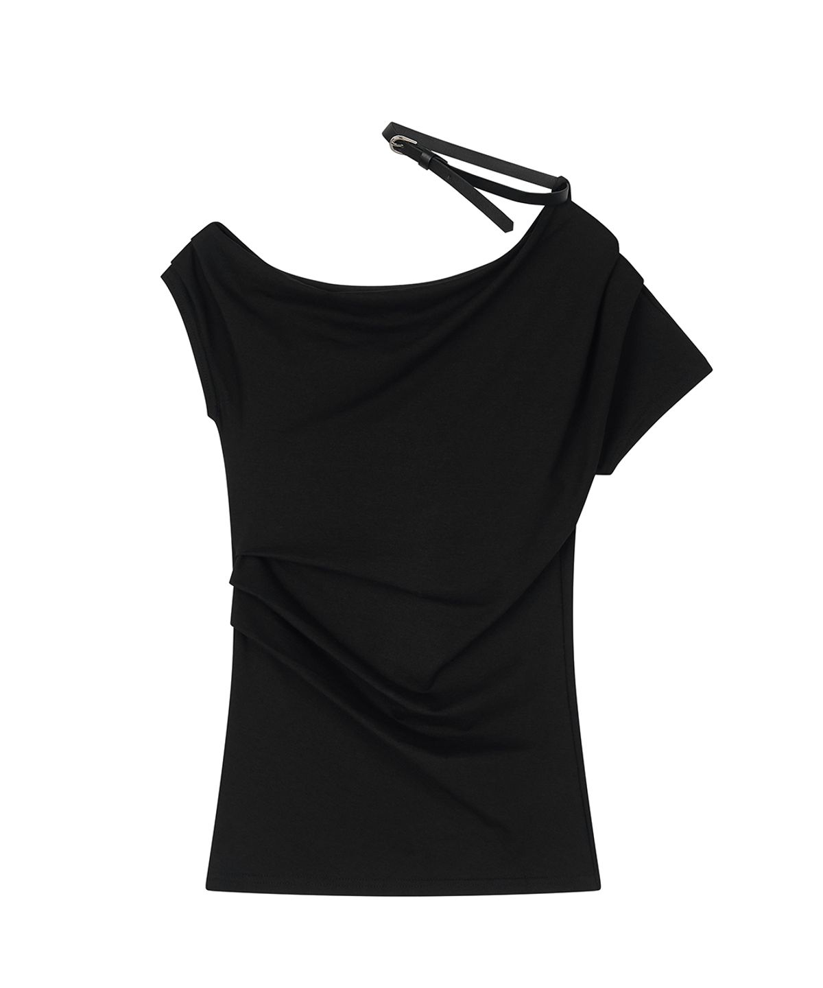 일리오(ILLIO) Black belt Rose one-shoulder T-shirt