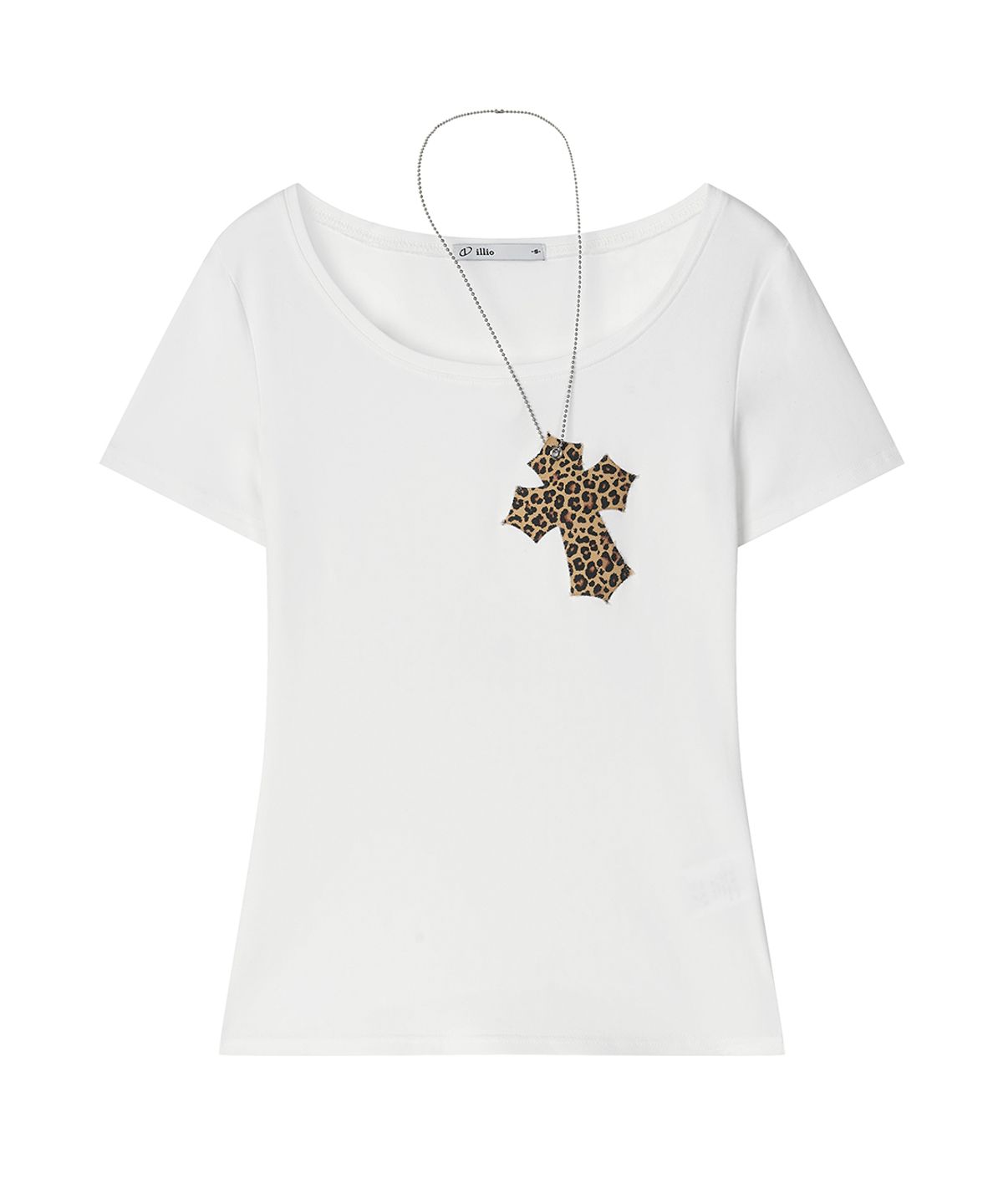 일리오(ILLIO) White-leopard Cross necklace T-shirt