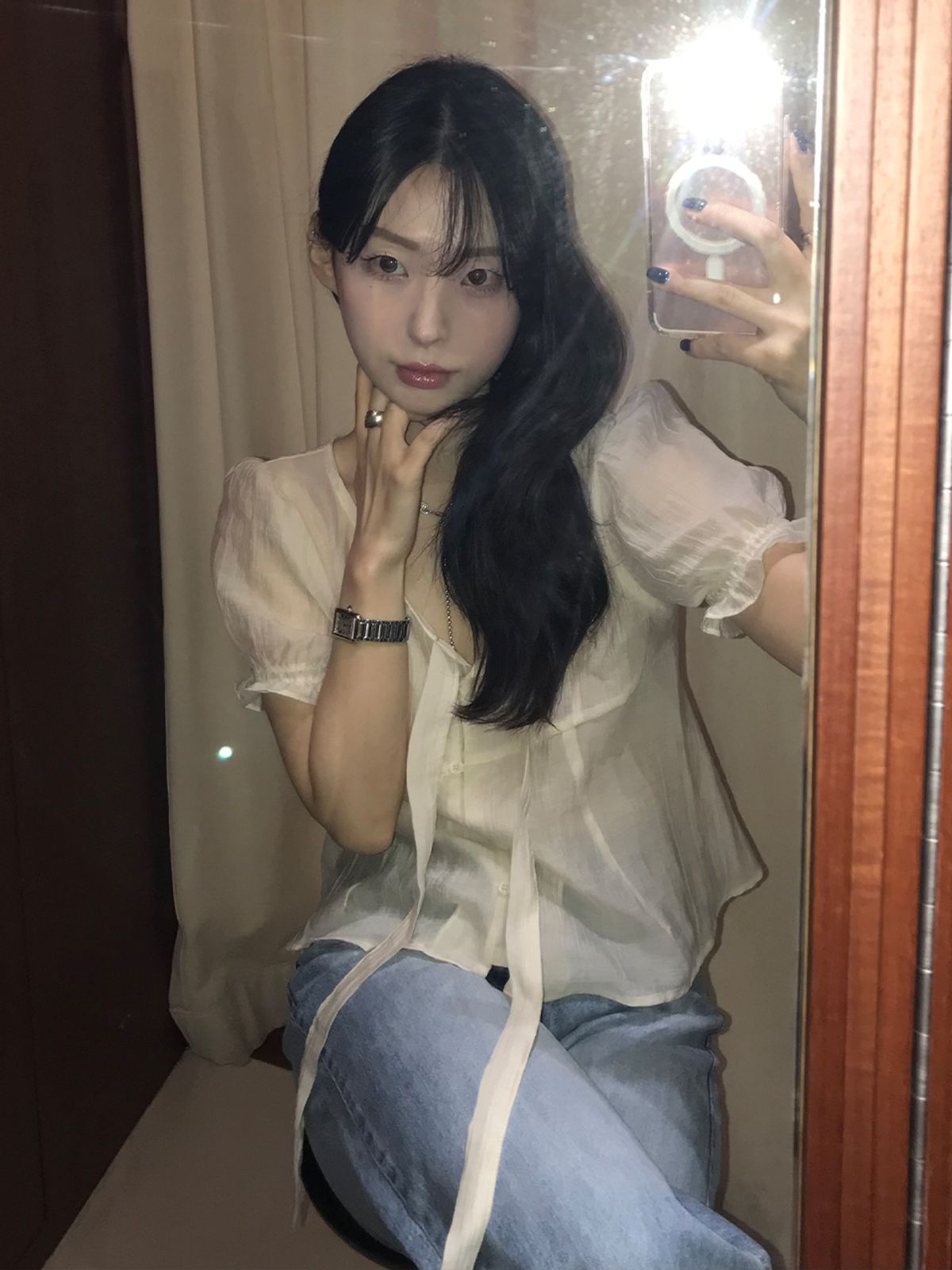 뮈르뮈르(MURMURE) 디아베 타이 셔링 블라우스_Diabe Blouse