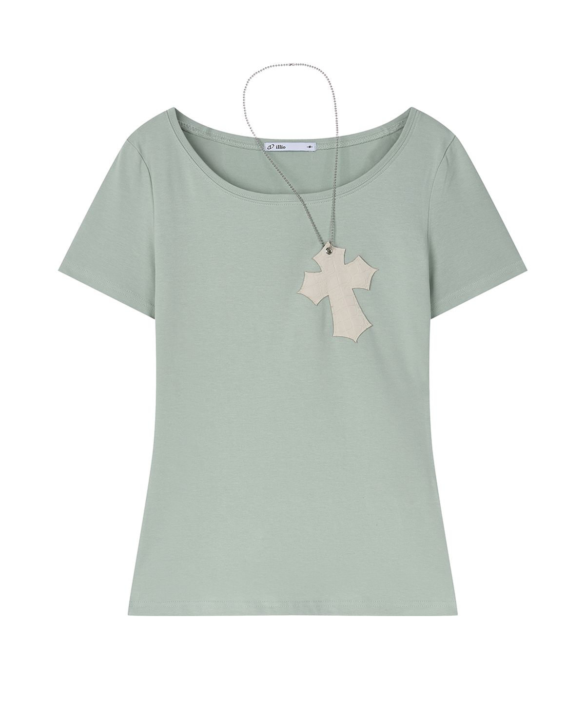 일리오(ILLIO) Green-croc Cross necklace T-shirt