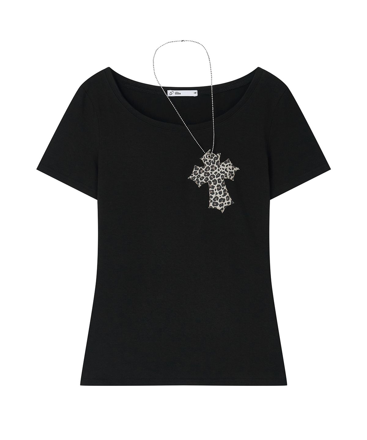 일리오(ILLIO) Black-leo Cross necklace T-shirt