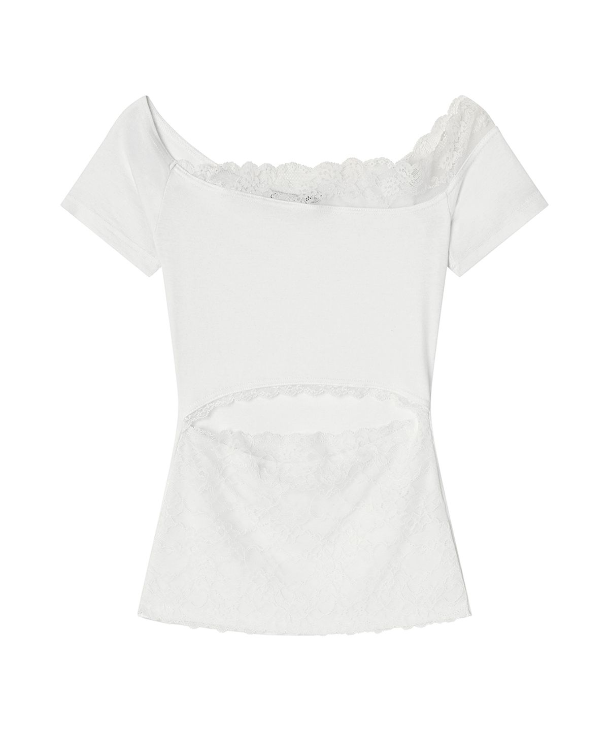 일리오(ILLIO) White Lace Off-shoulder top