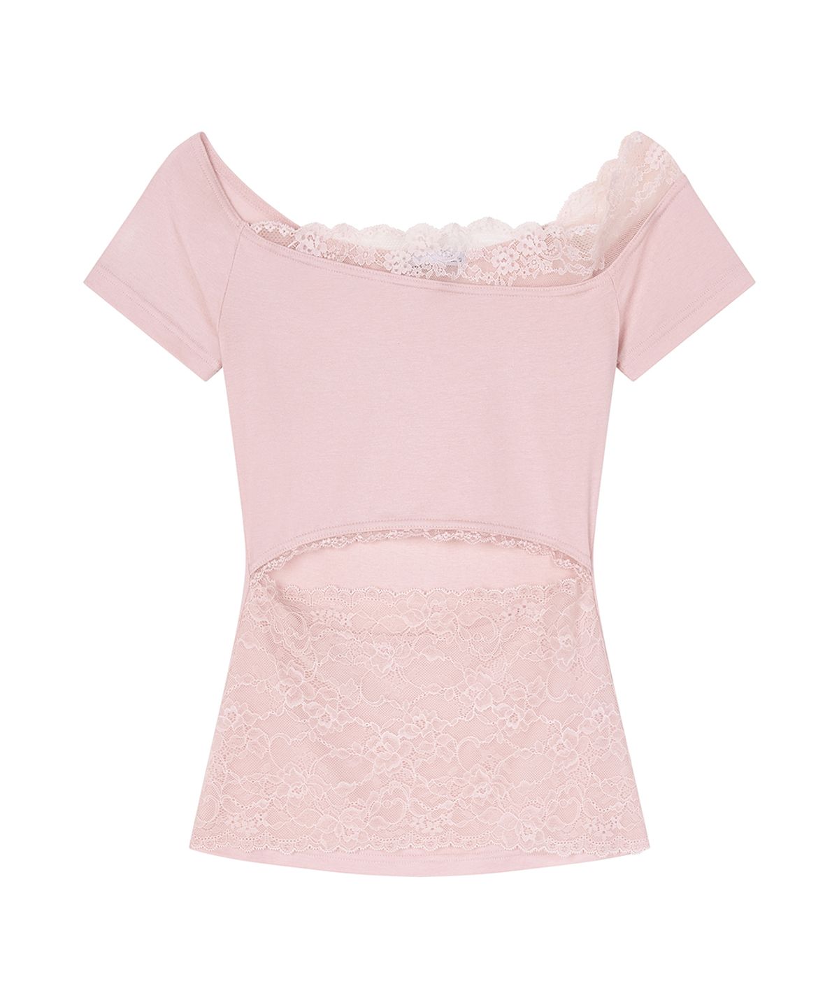 일리오(ILLIO) Pink Lace Off-shoulder top
