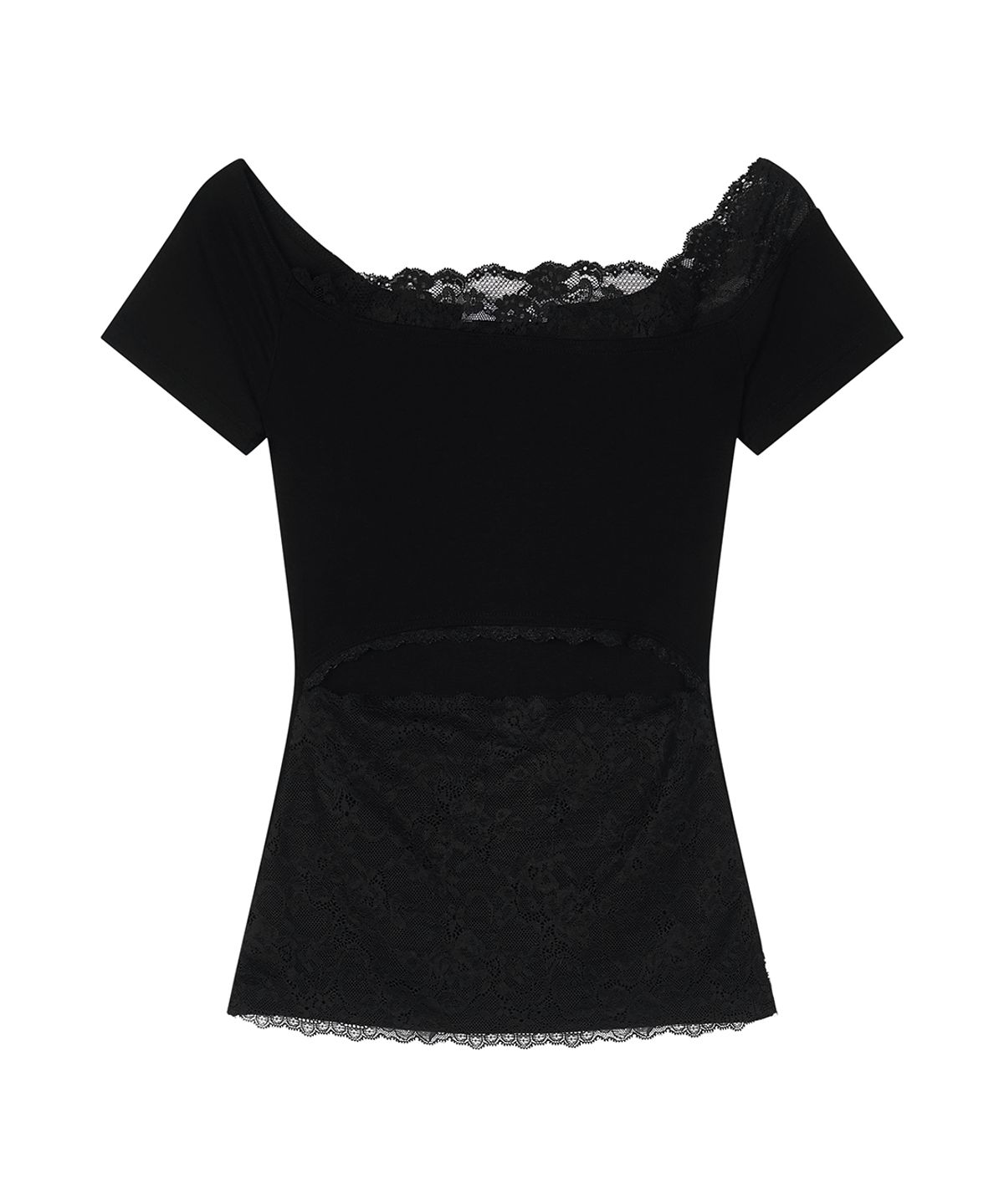 일리오(ILLIO) Black Lace Off-shoulder top