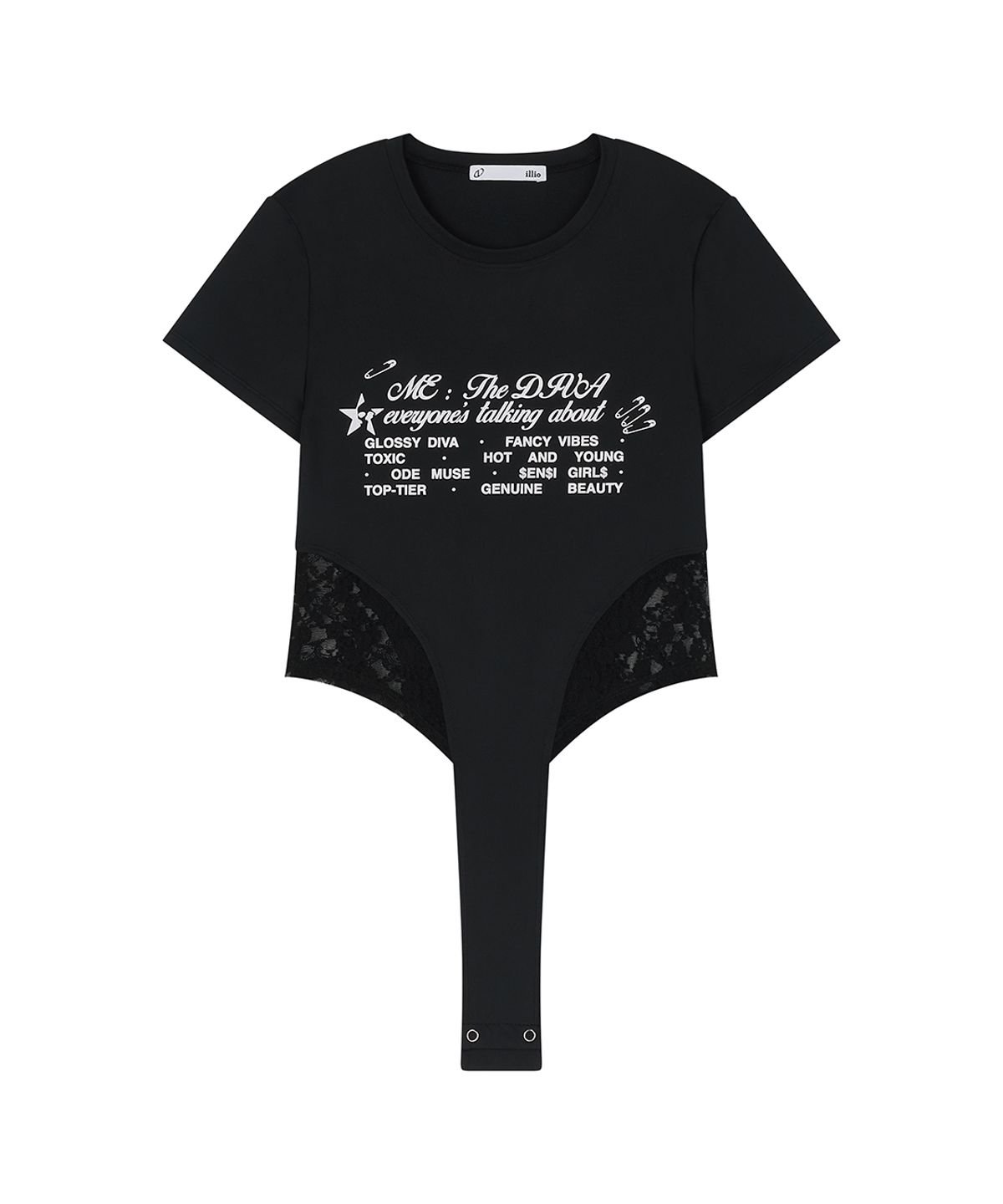일리오(ILLIO) Black Diva Lace bodysuit