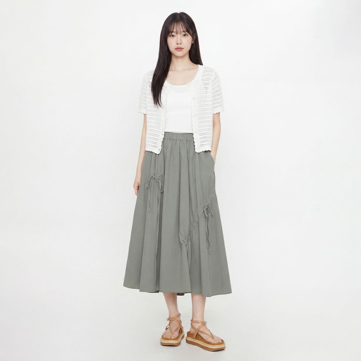 랩(LAP) 밴딩 롱 셔링 스커트 AS2WS461