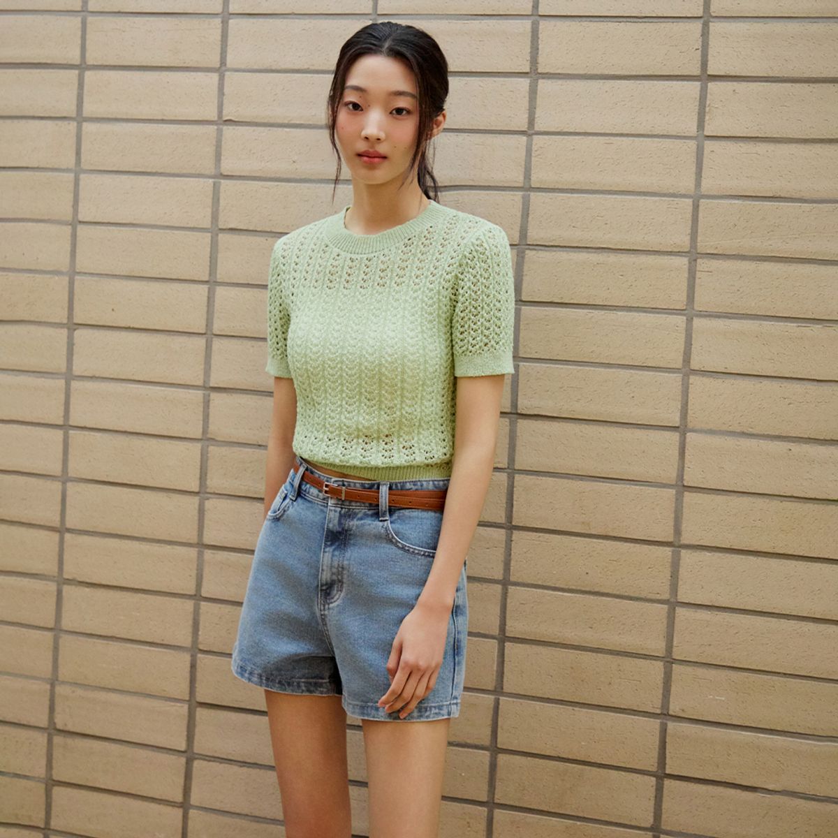 랩(LAP) 베이직 워싱 3부 데님쇼츠 AS2DP580