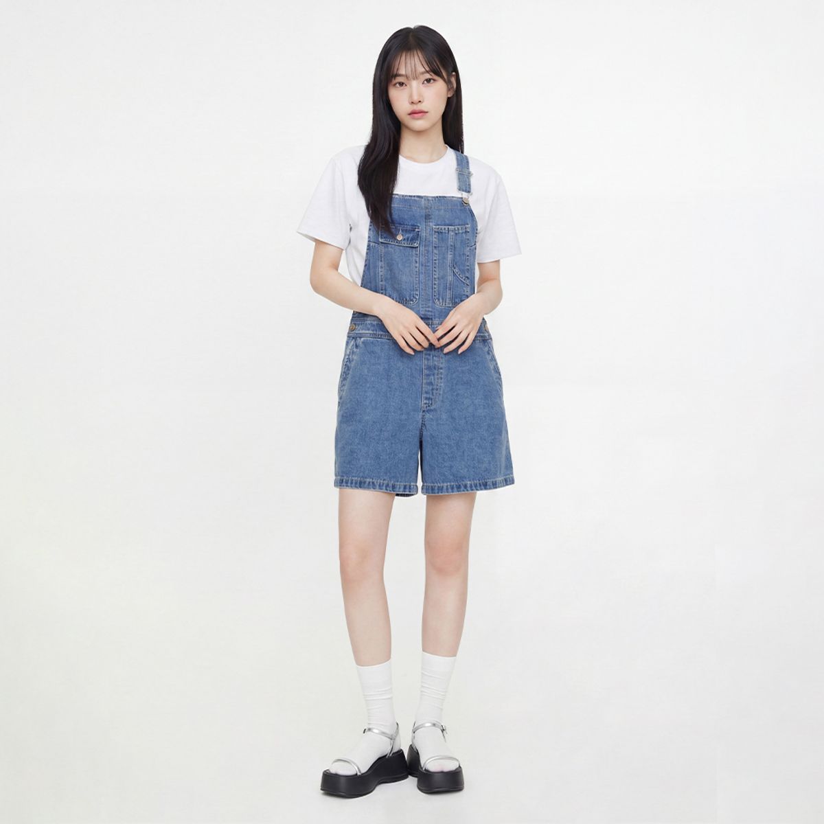 랩(LAP) 포켓 디테일 미니데님 오버롤 AS2DO562