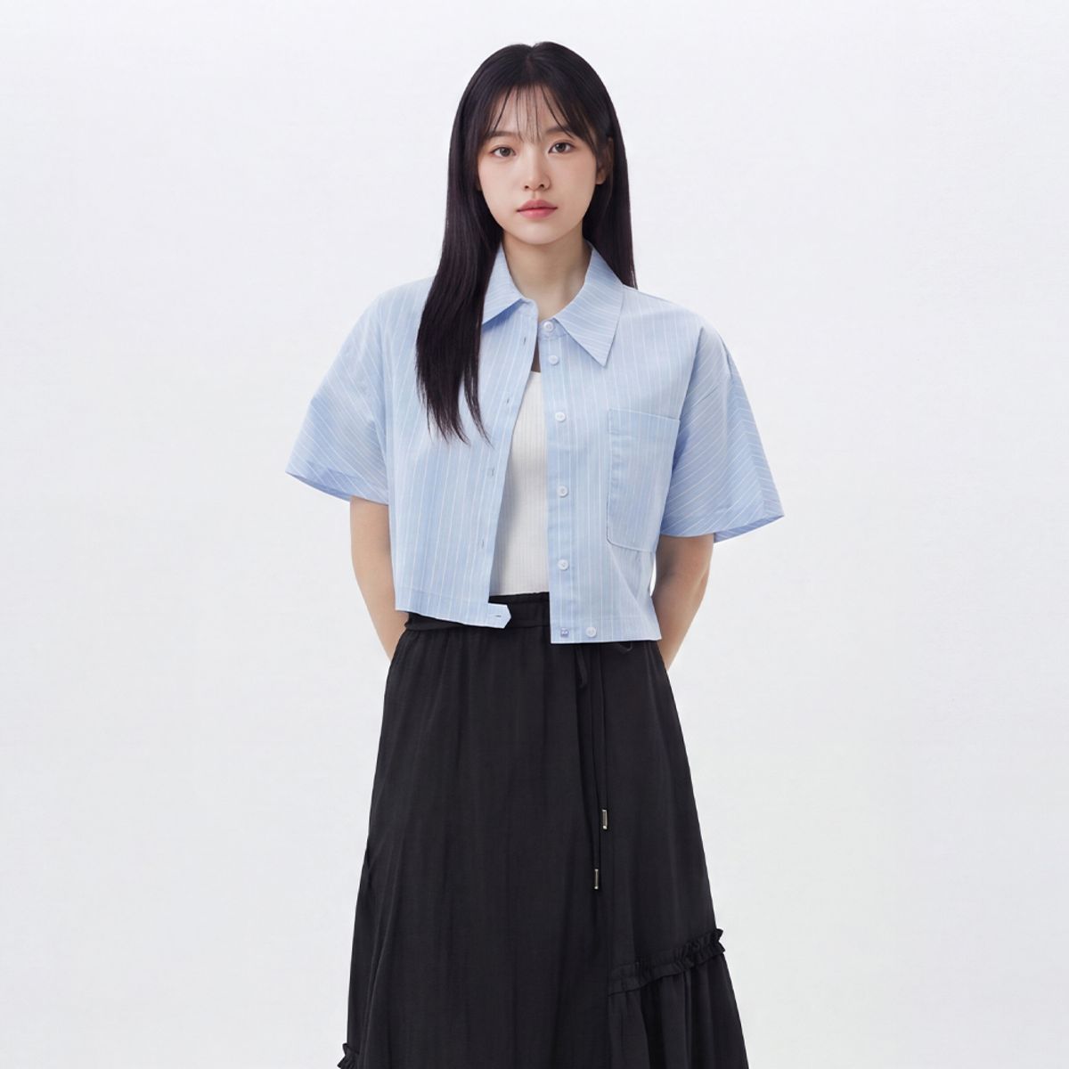 랩(LAP) 원포켓 크랍 셔츠 AS2WB466