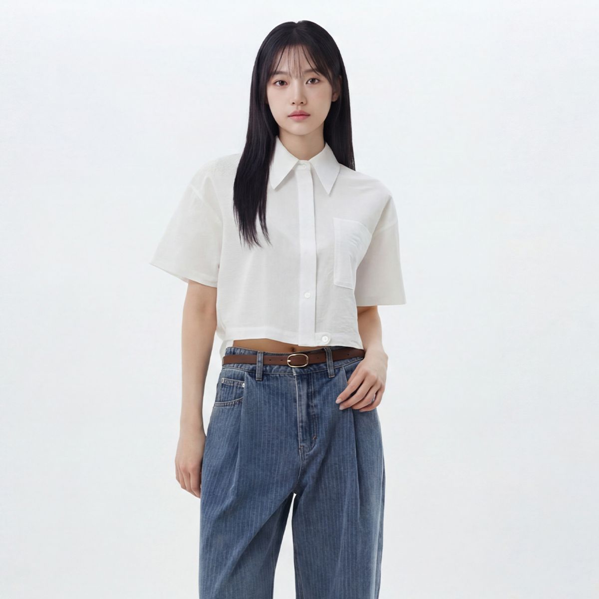 랩(LAP) 원포켓 크랍 셔츠 AS2WB466