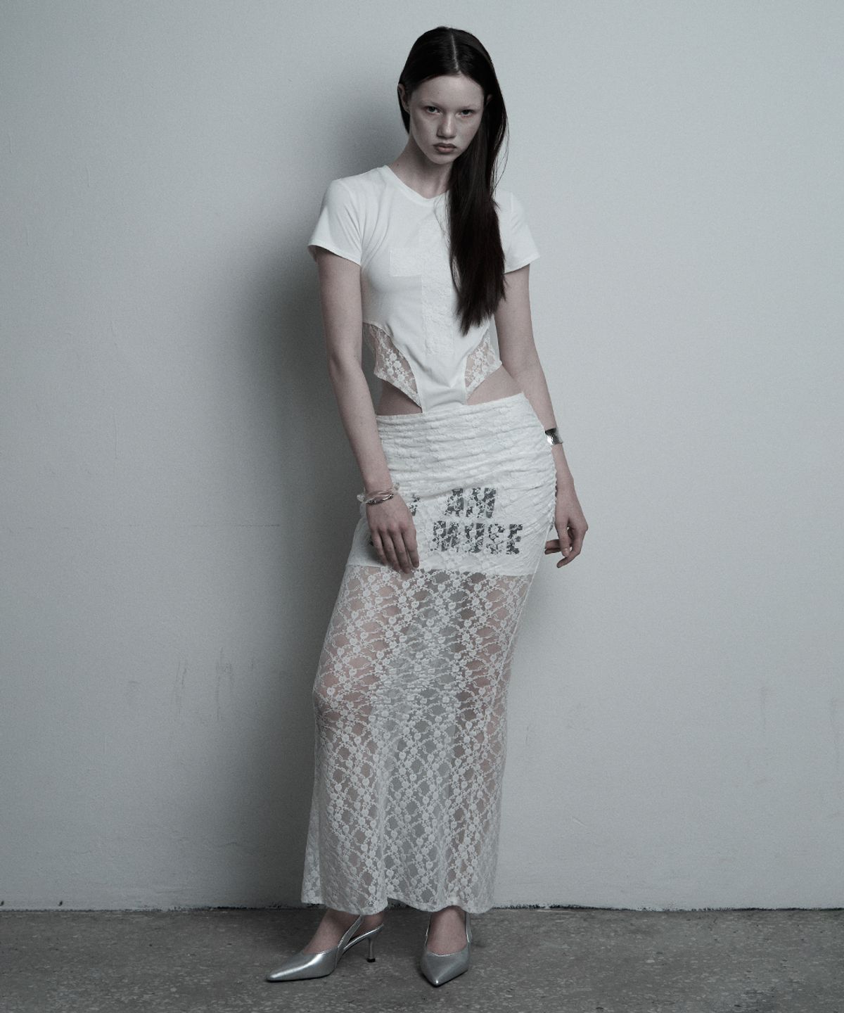 일리오(ILLIO) White Lace mermaid long skirt