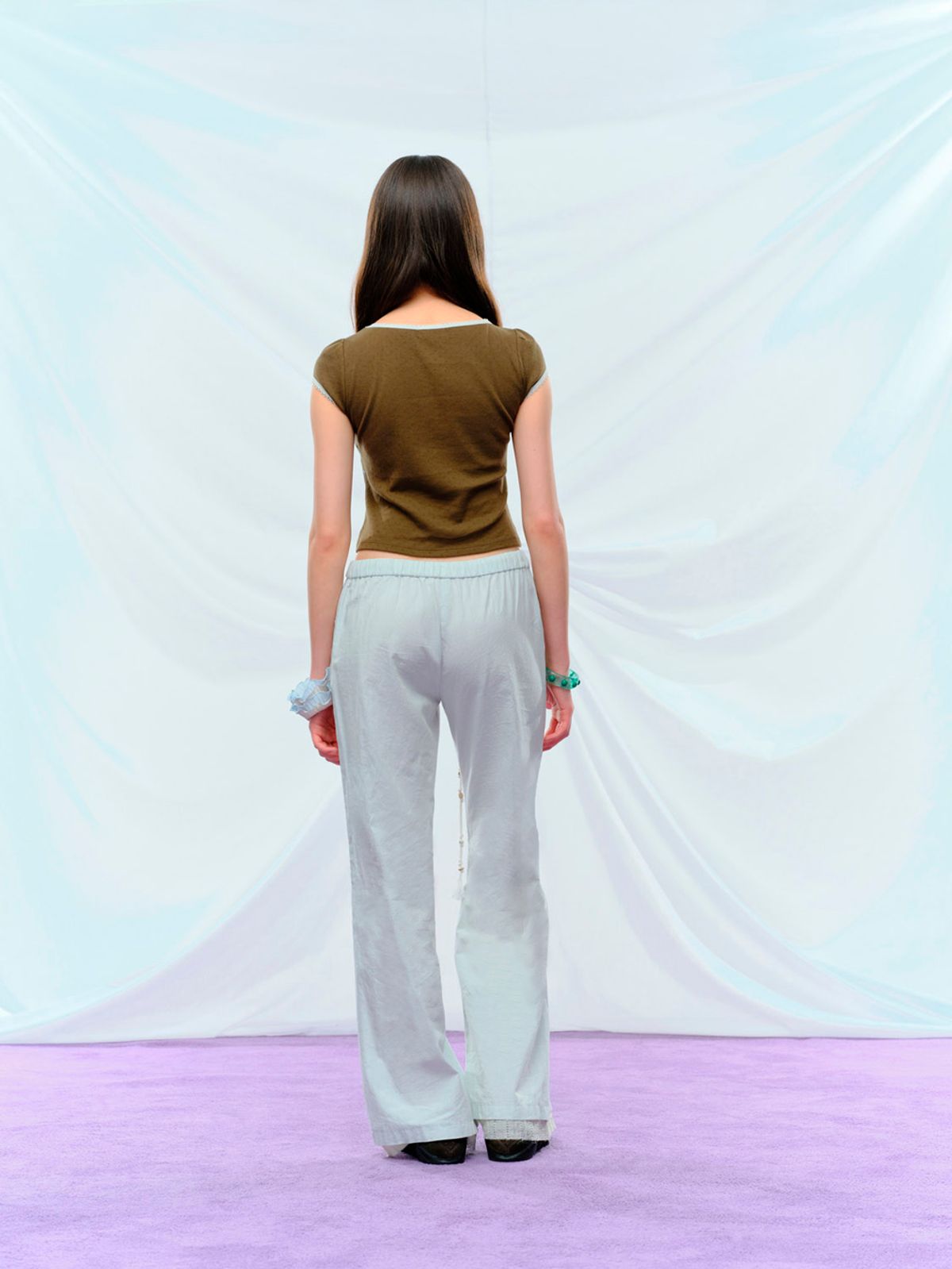 퓨레(PUREE) Wood Beaded Pants Icy mint