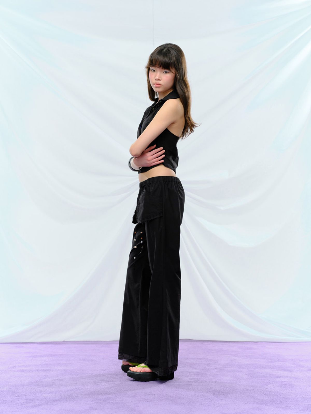 퓨레(PUREE) Wood Beaded Pants Black