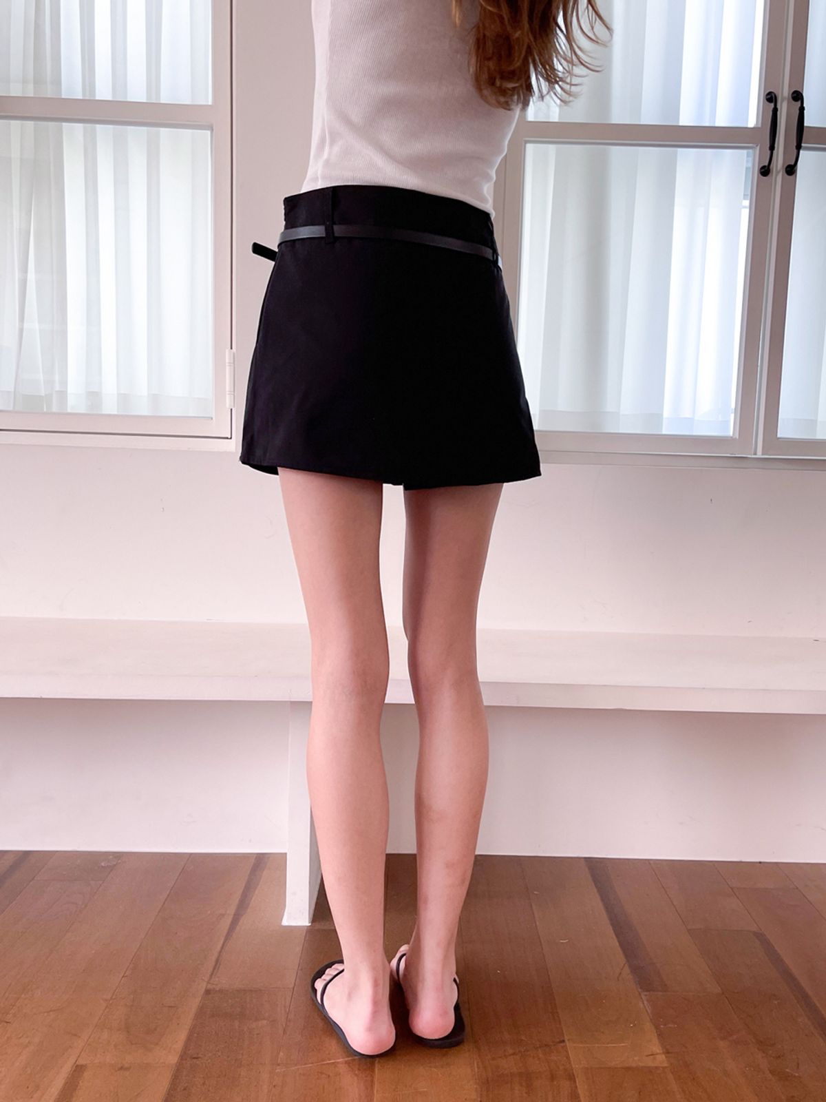 레이버러스(RAVEROUS) 벨티드 미니 스커트/팬츠_블랙