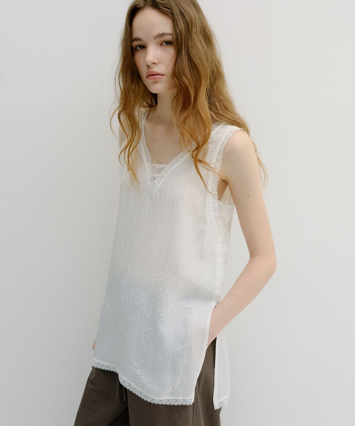 블랭크03(BLANK03) lace sleeveless long top (ivory)