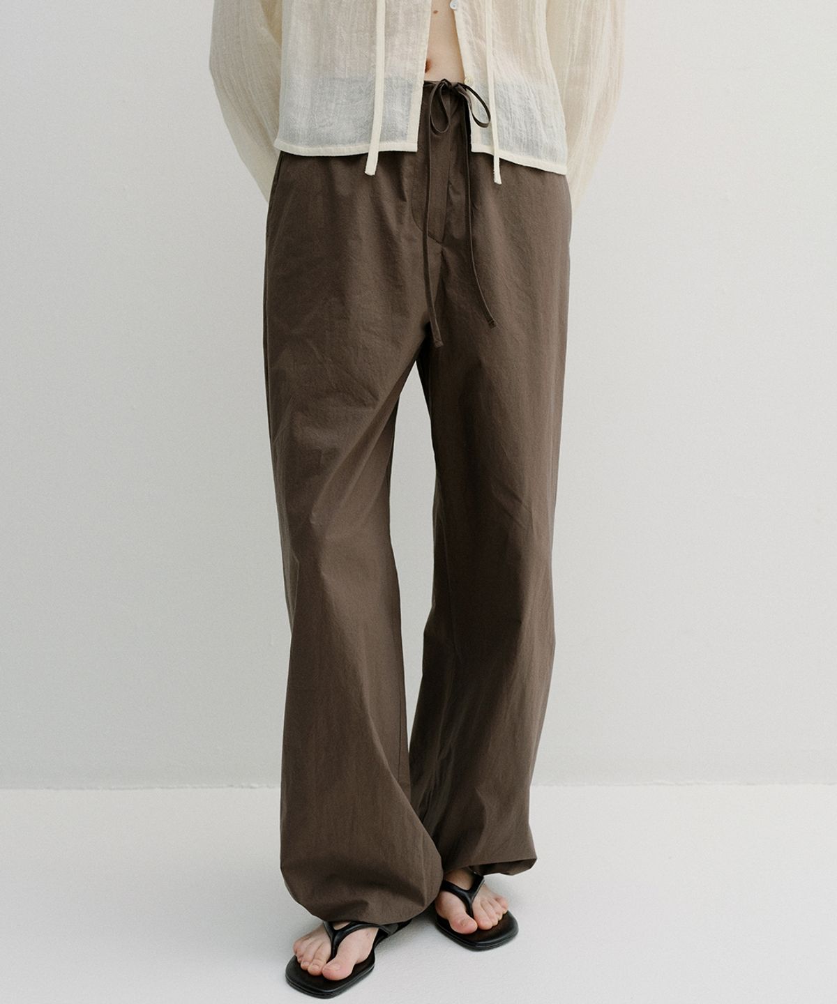블랭크03(BLANK03) cotton banding harem pants (brown)