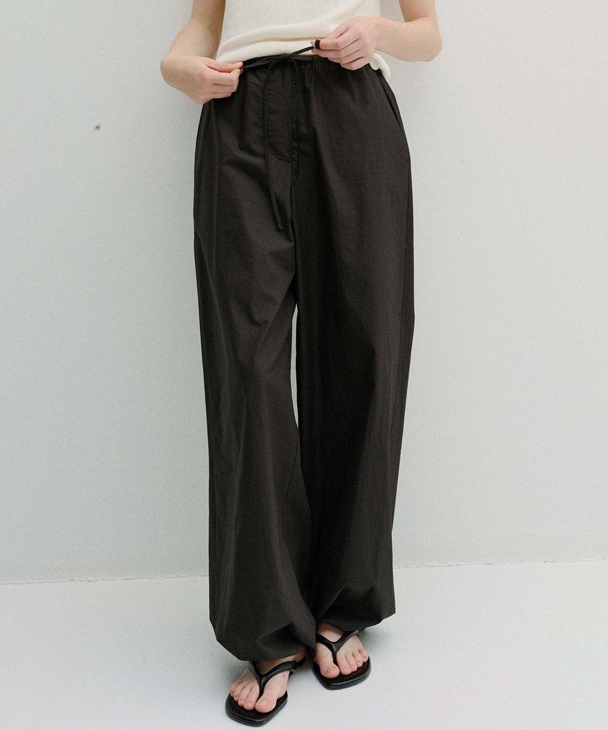 블랭크03(BLANK03) cotton banding harem pants (black)
