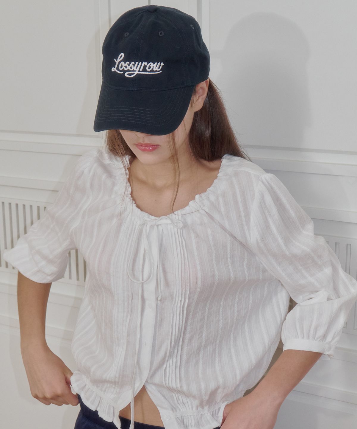 로시로우(LOSSYROW) Script Logo Washed Ball Cap