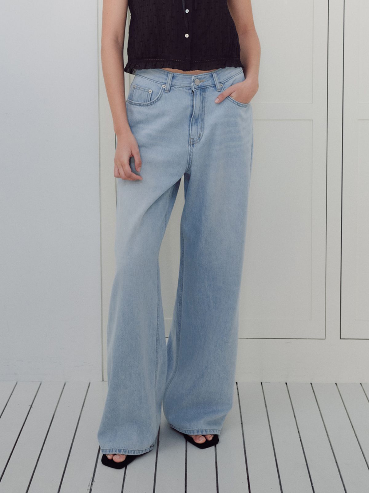 베이오드(BAIE OUD) Low-rise washing jeans_light blue