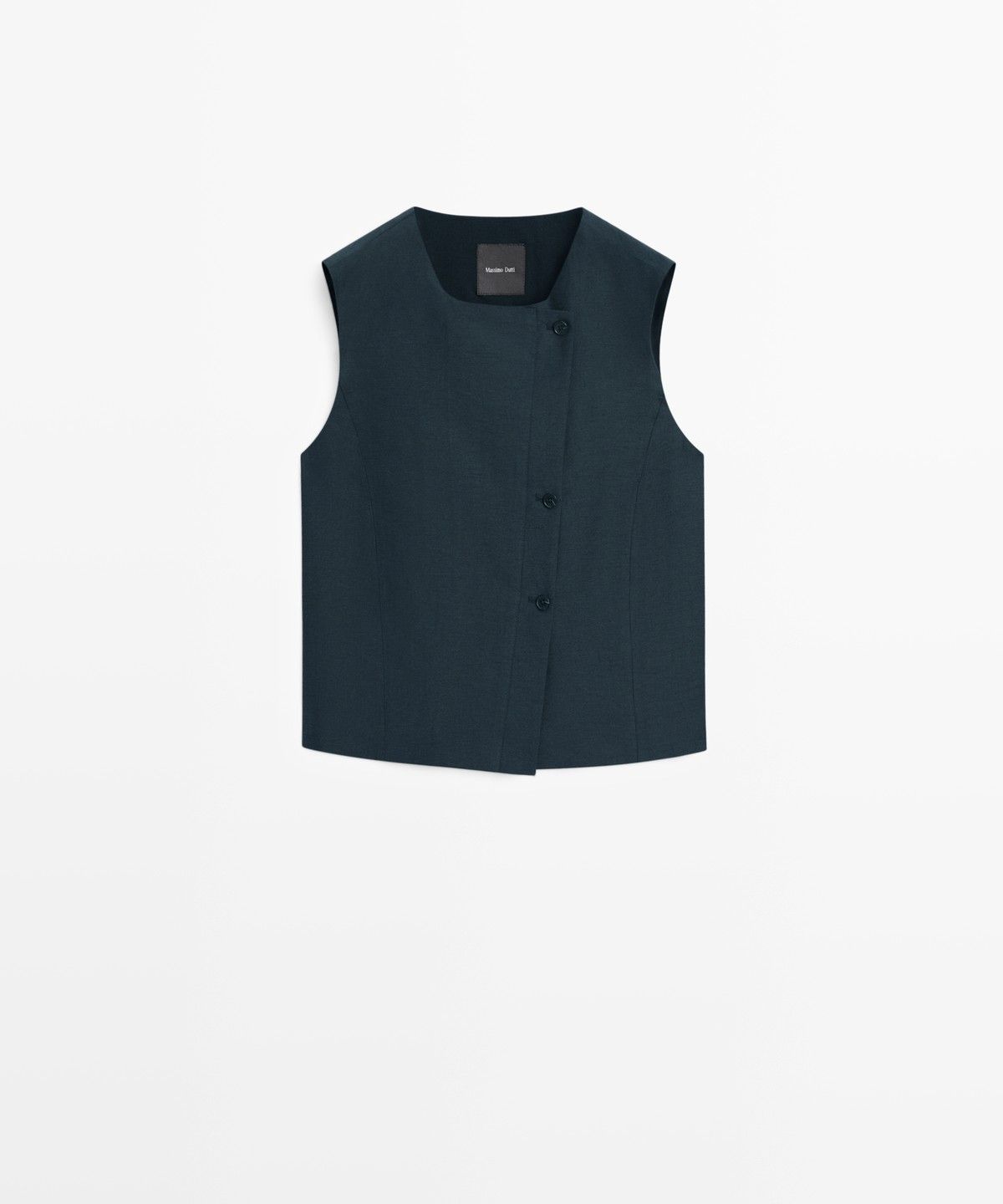 마시모두띠(MASSIMO DUTTI) 비대칭 버튼 린넨 베스트