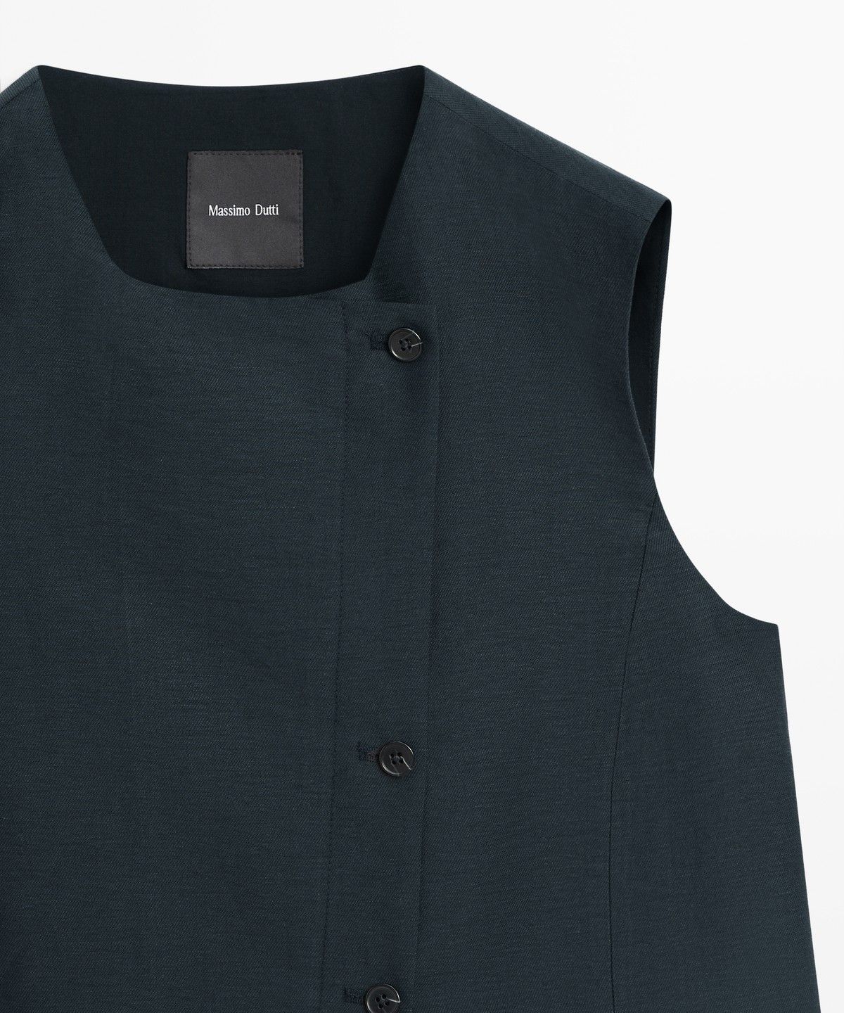 마시모두띠(MASSIMO DUTTI) 비대칭 버튼 린넨 베스트