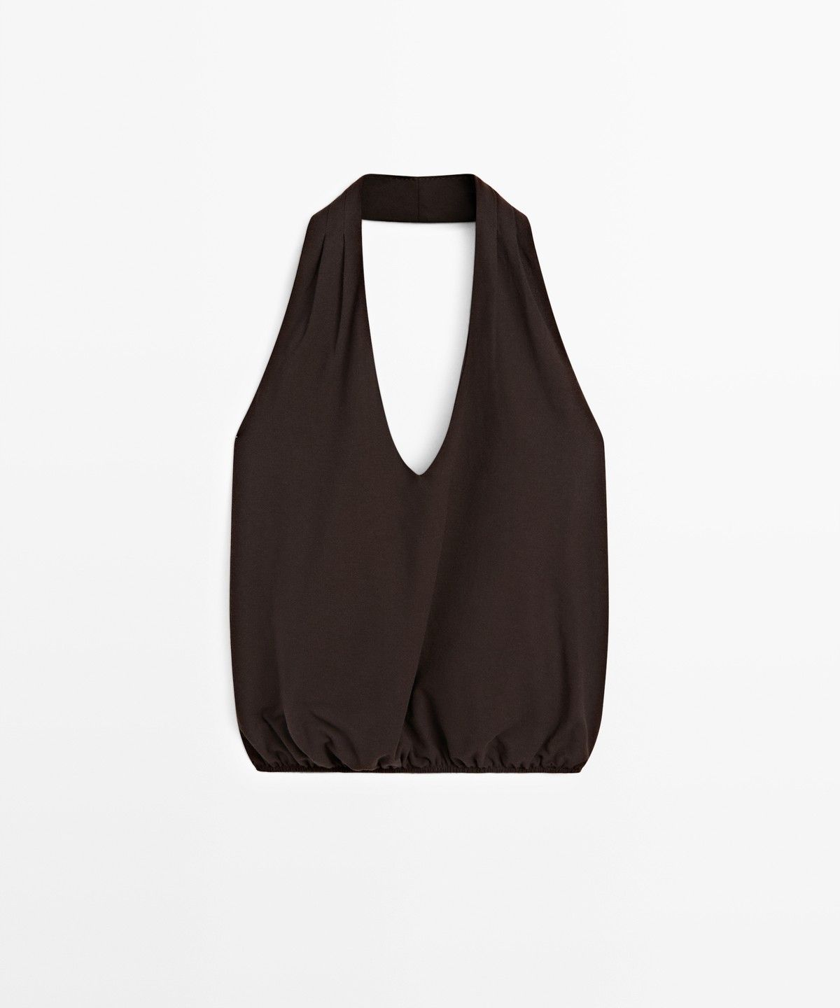 마시모두띠(MASSIMO DUTTI) 코튼 엘라스틱 헴 홀터넥 탑