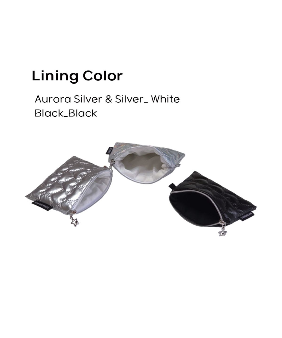 소월리안(SOWORLIAN) 미니지퍼파우치_Black,Silver,Aurora Silver