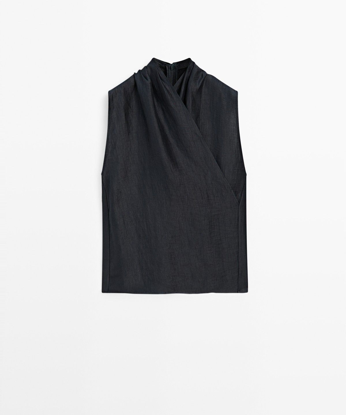 마시모두띠(MASSIMO DUTTI) 린넨 블렌드 슬리브리스 크로스 탑