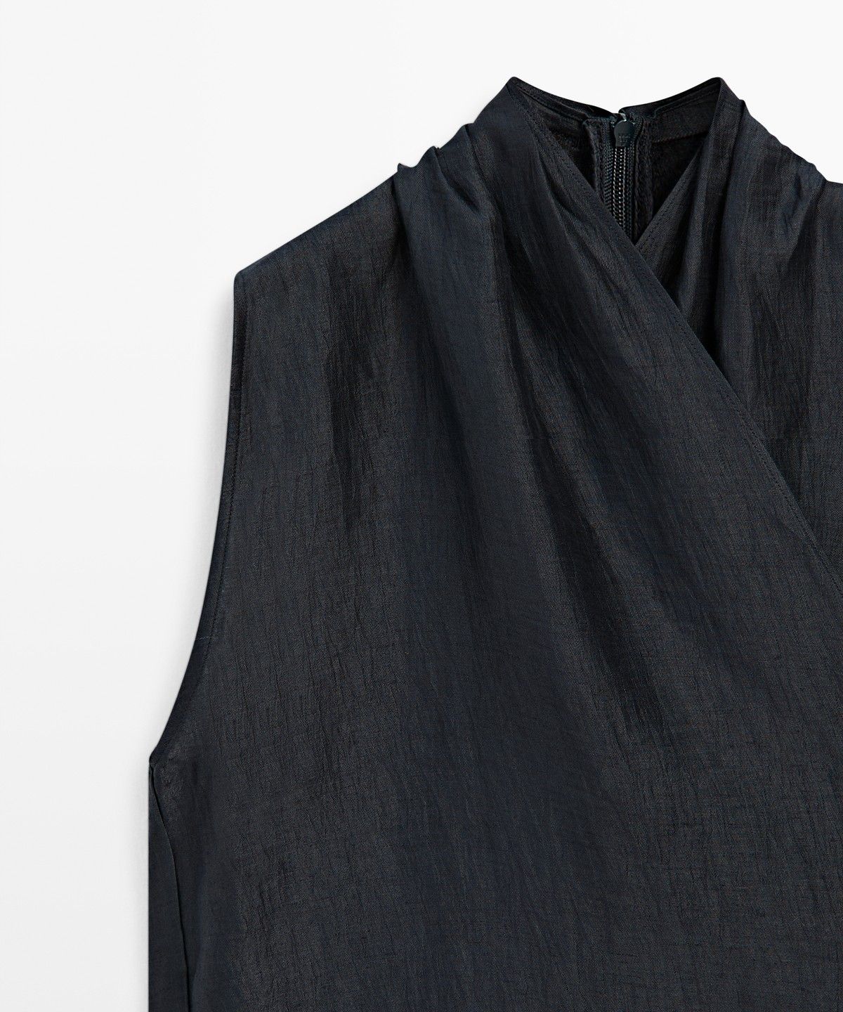 마시모두띠(MASSIMO DUTTI) 린넨 블렌드 슬리브리스 크로스 탑