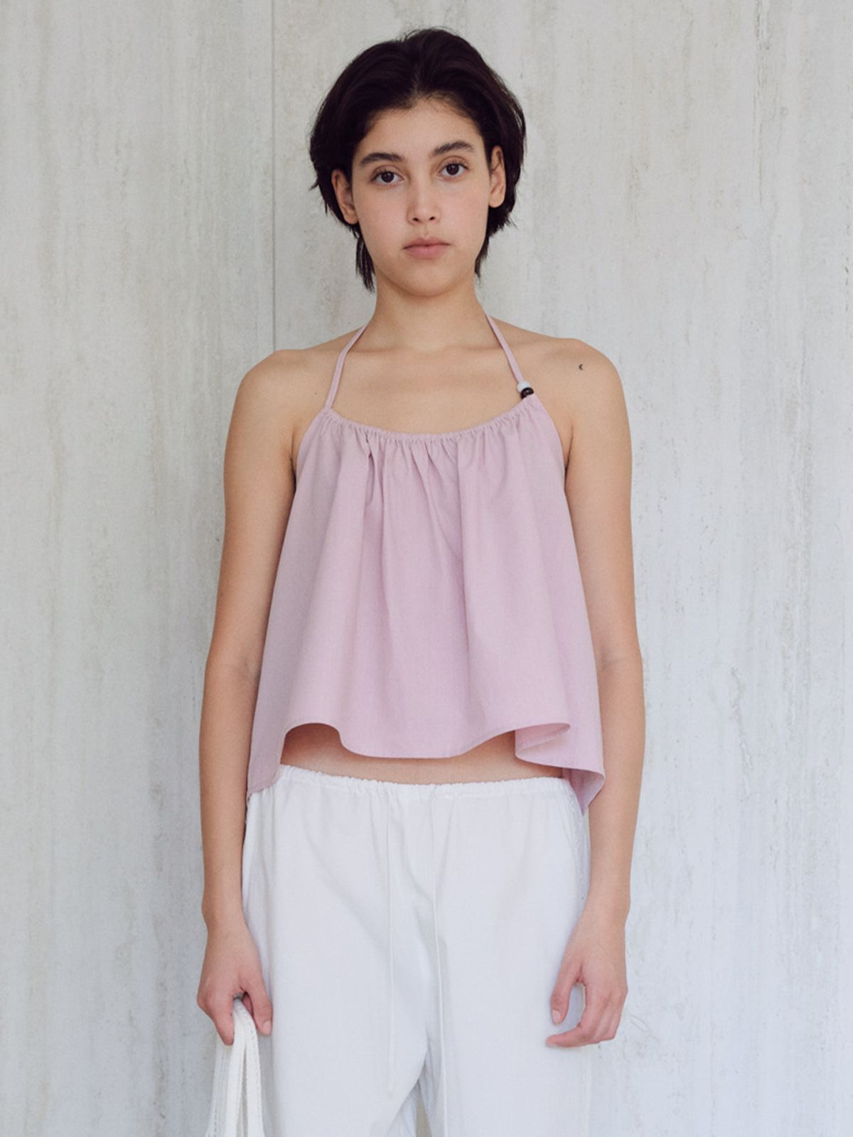 베이오드(BAIE OUD) Halterneck bead blouse_pink