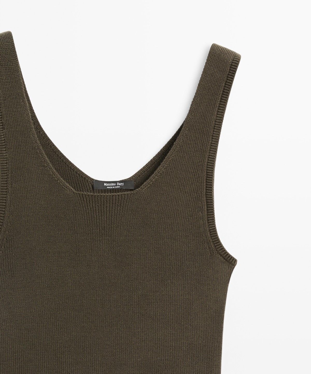 마시모두띠(MASSIMO DUTTI) 100% 코튼 리브드 슬리브리스 탑
