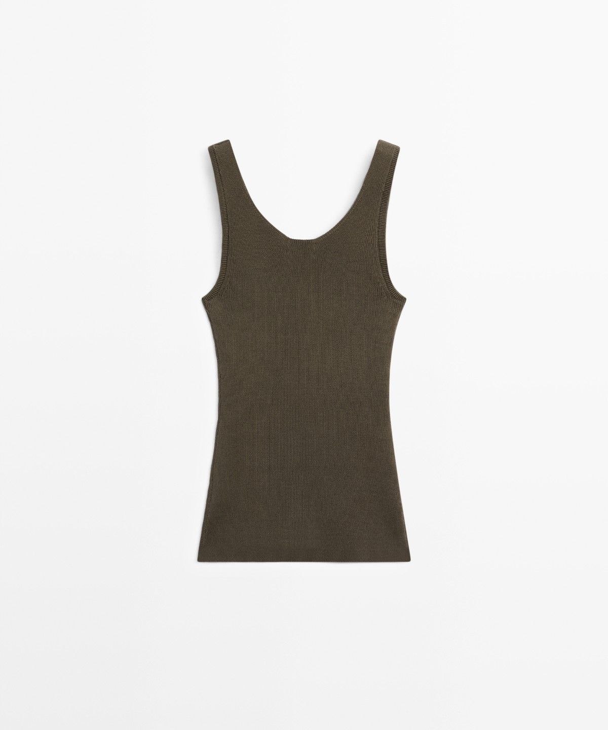 마시모두띠(MASSIMO DUTTI) 100% 코튼 리브드 슬리브리스 탑