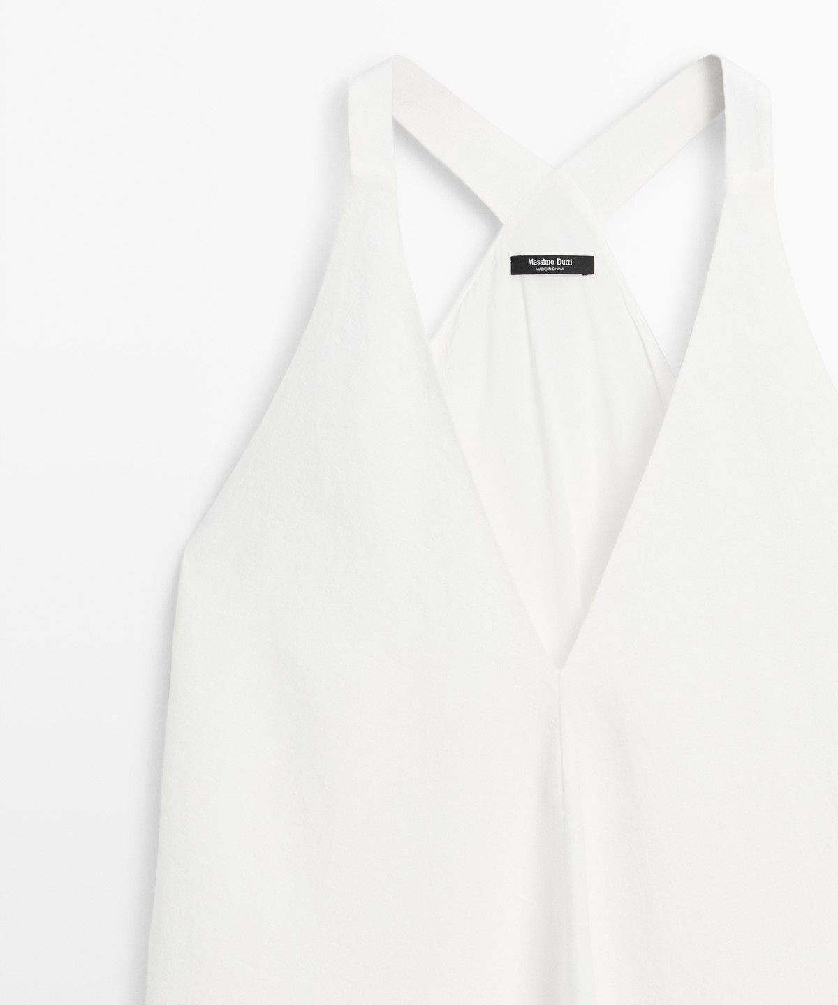 마시모두띠(MASSIMO DUTTI) 대비 라인 린넨 블렌드 미디 원피스
