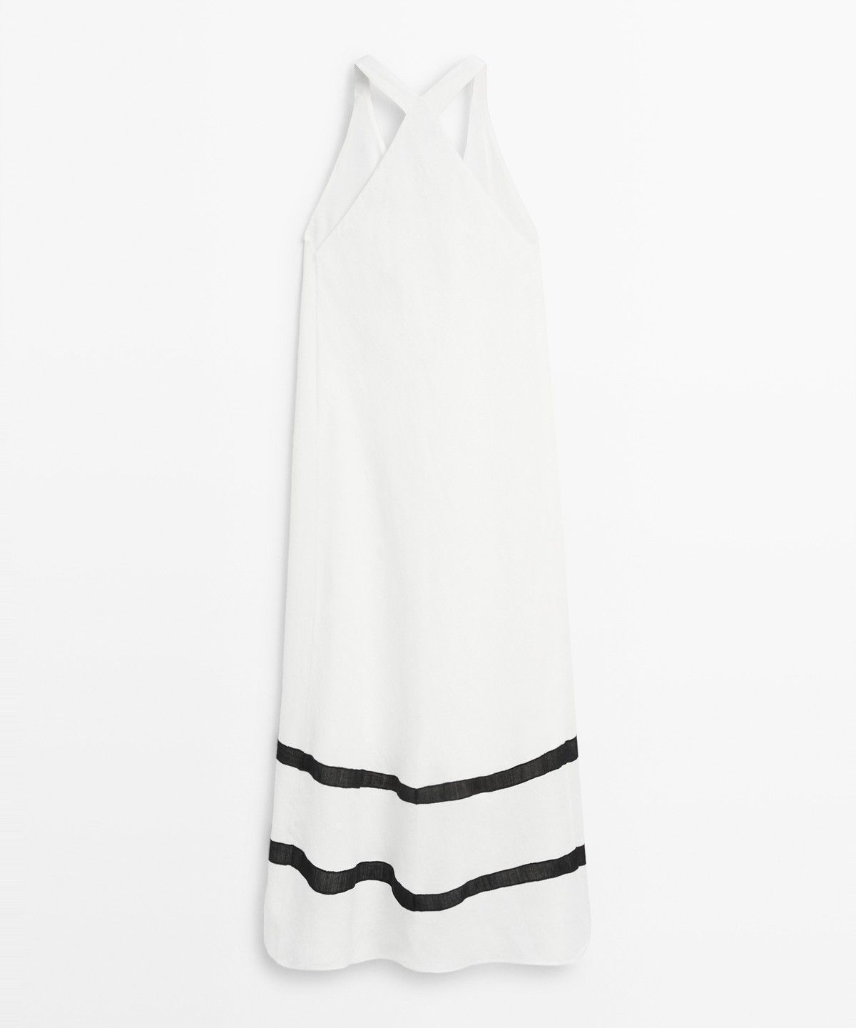 마시모두띠(MASSIMO DUTTI) 대비 라인 린넨 블렌드 미디 원피스