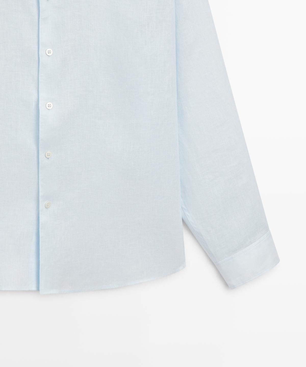 마시모두띠(MASSIMO DUTTI) 100% 린넨 레귤러 핏 스탠드 칼라 셔츠