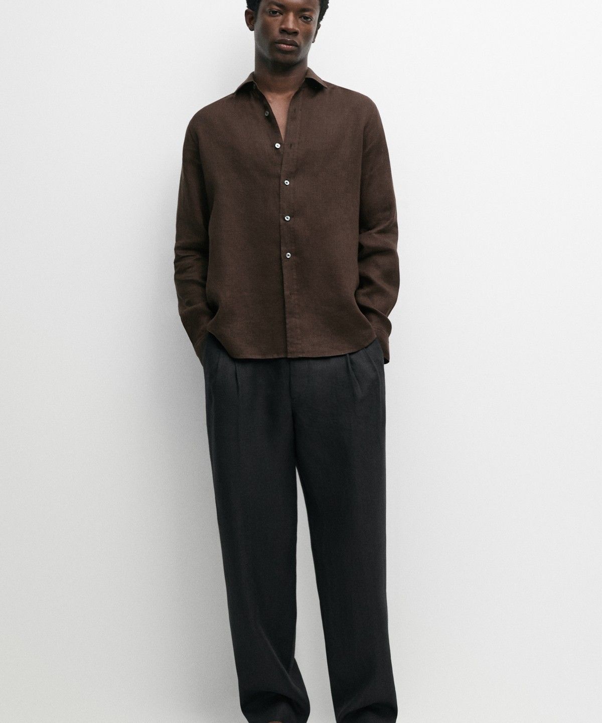 마시모두띠(MASSIMO DUTTI) 100% 린넨 레귤러핏 셔츠