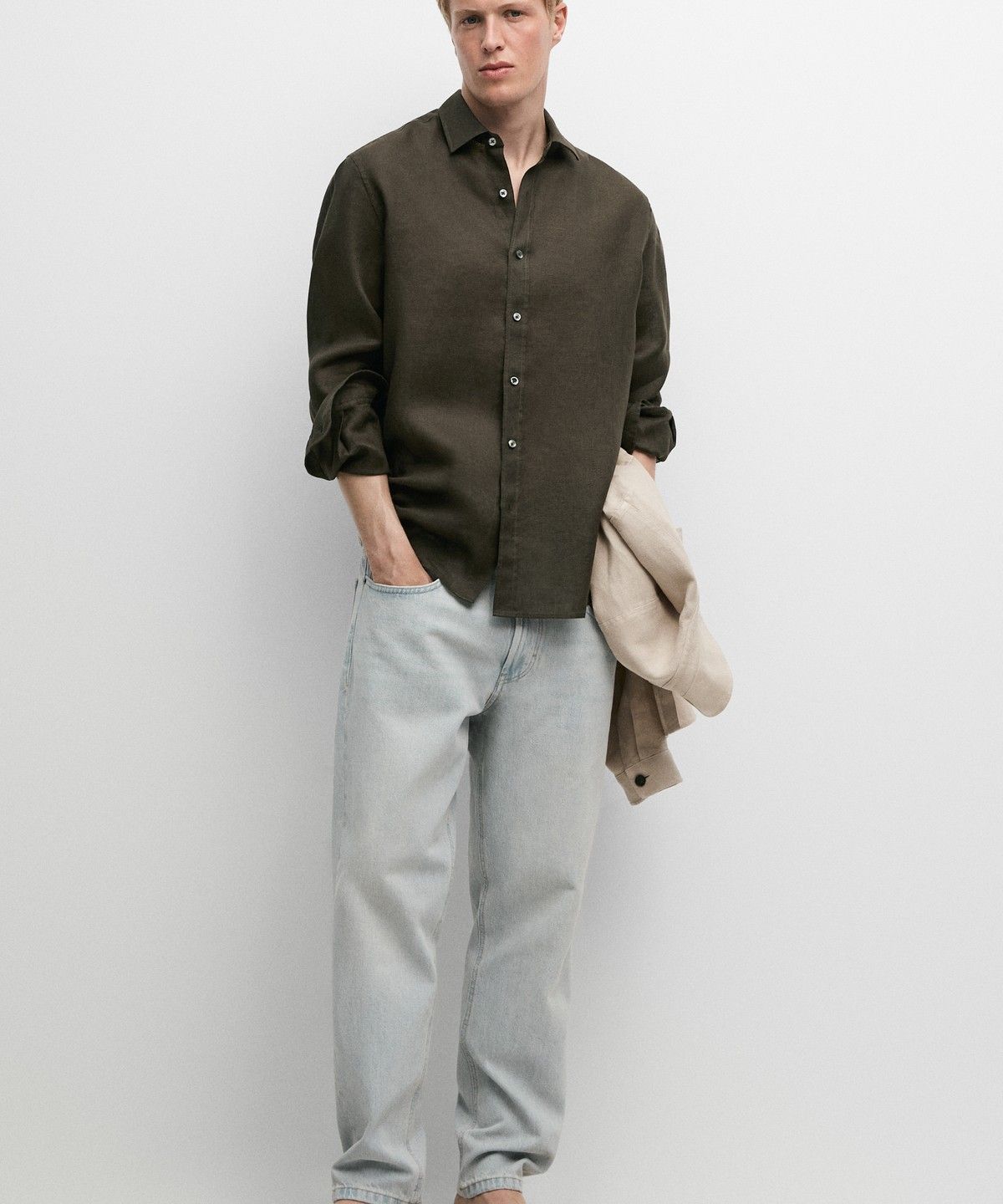 마시모두띠(MASSIMO DUTTI) 100% 린넨 레귤러핏 셔츠