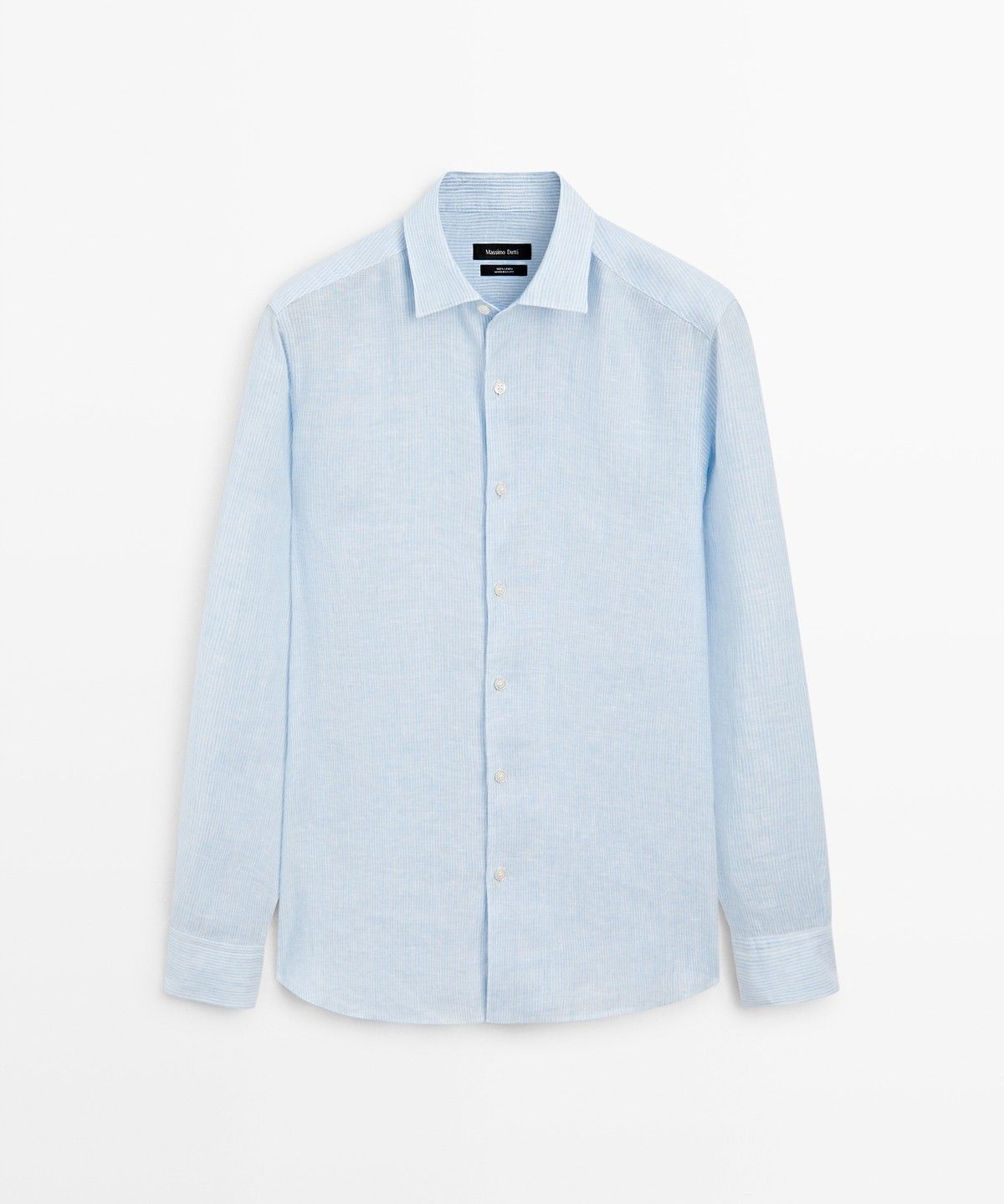 마시모두띠(MASSIMO DUTTI) 레귤러 핏 멜란지 린넨 스트라이프 셔츠