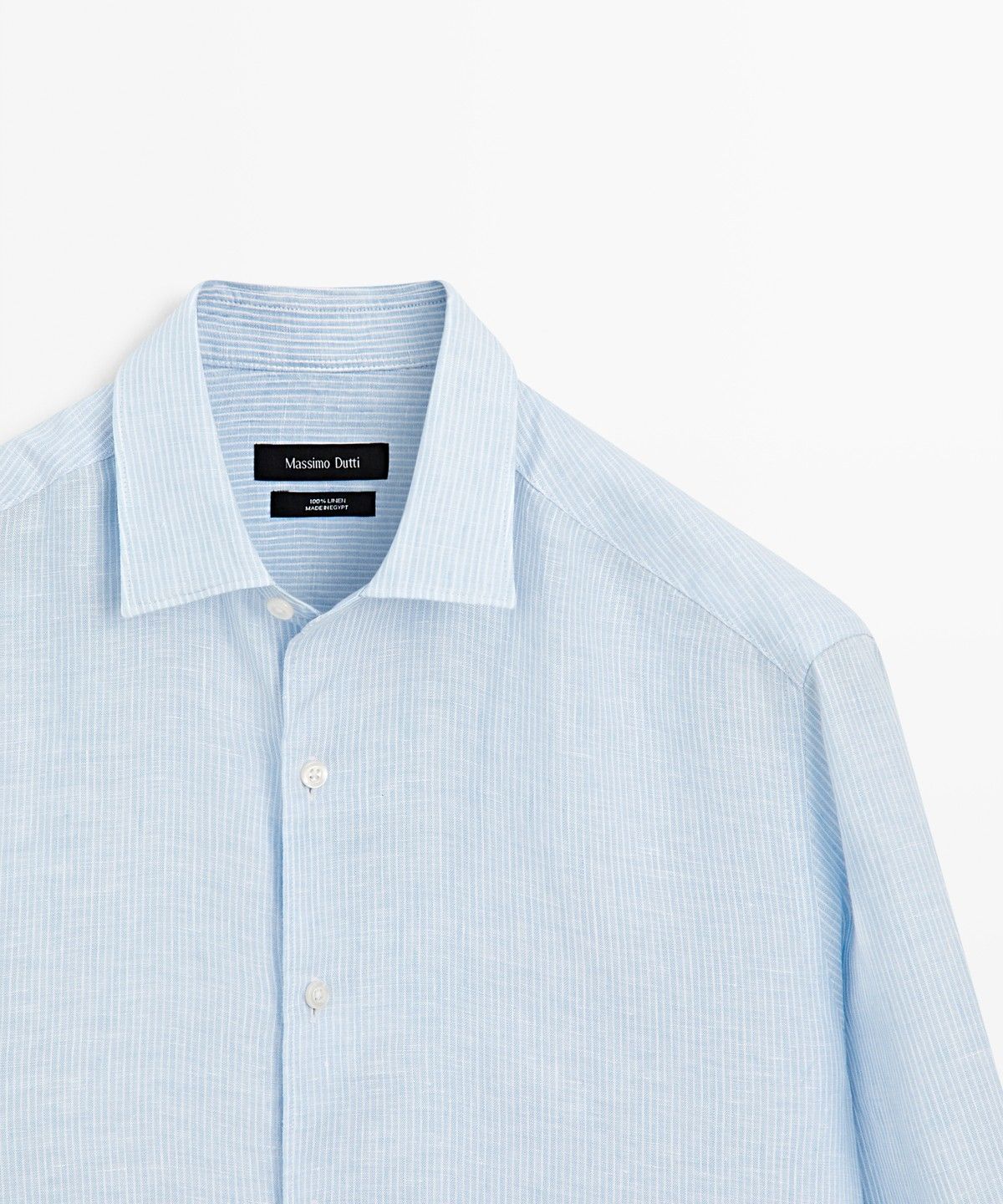 마시모두띠(MASSIMO DUTTI) 레귤러 핏 멜란지 린넨 스트라이프 셔츠