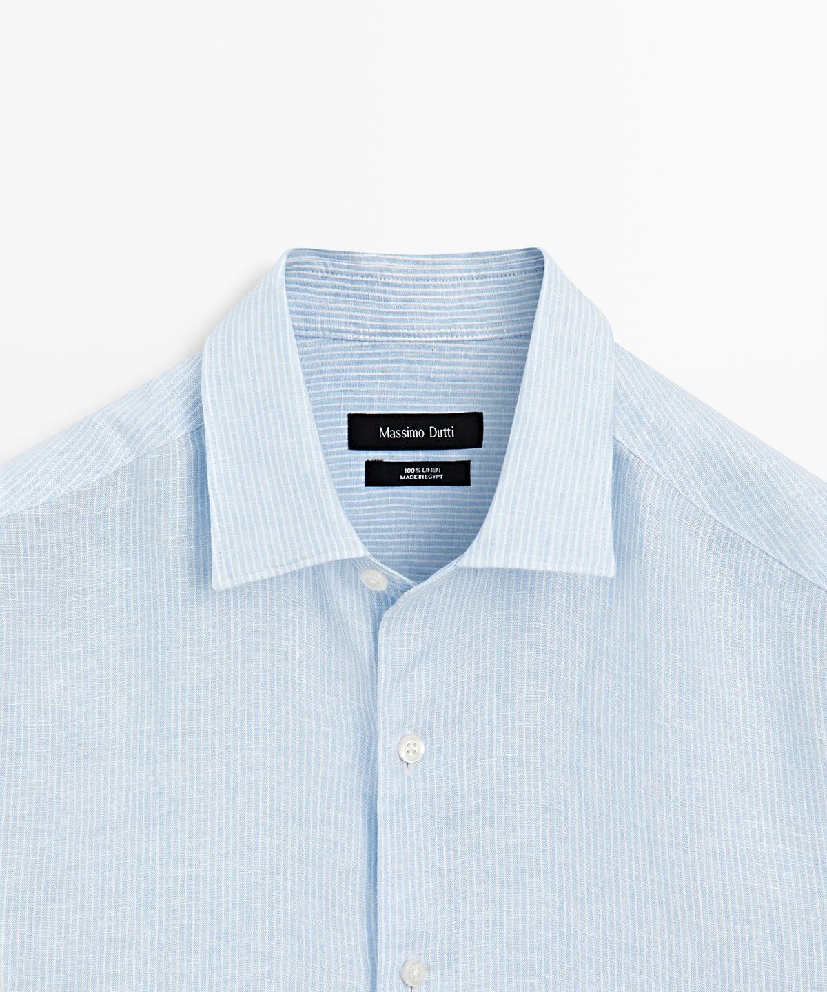 마시모두띠(MASSIMO DUTTI) 레귤러 핏 멜란지 린넨 스트라이프 셔츠