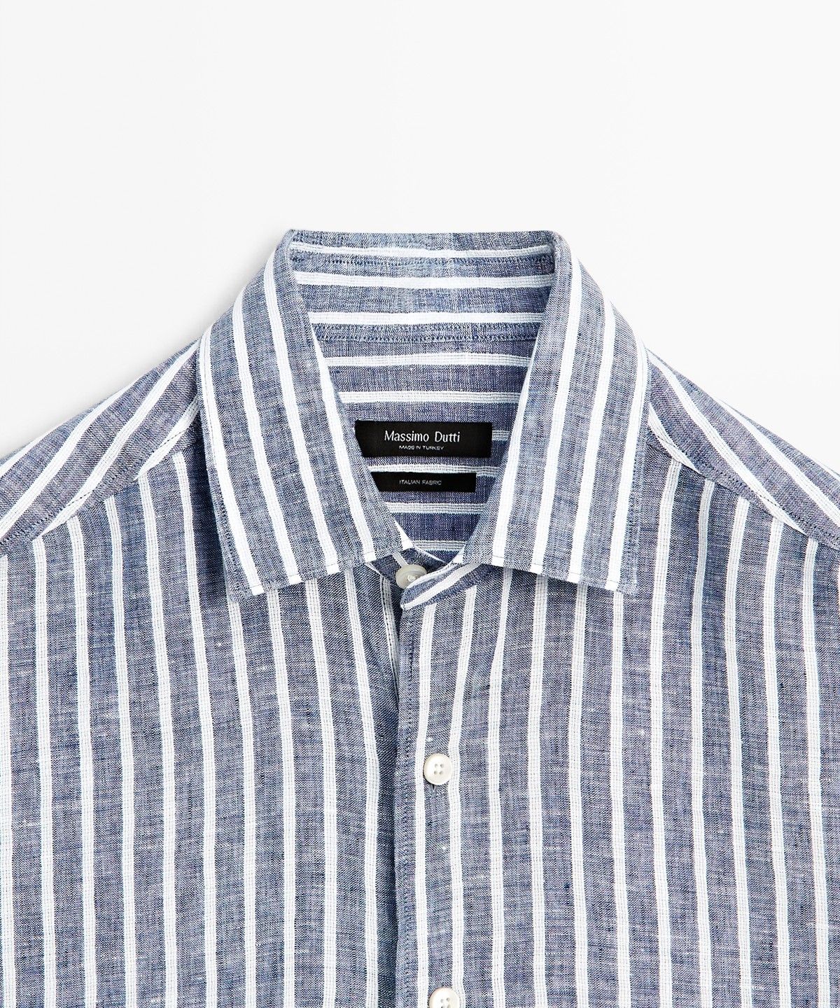 마시모두띠(MASSIMO DUTTI) 레귤러 핏 100% 린넨 스트라이프 셔츠