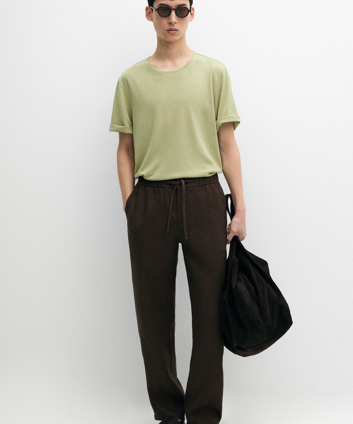 마시모두띠(MASSIMO DUTTI) 린넨 코튼 혼방 반팔 티셔츠