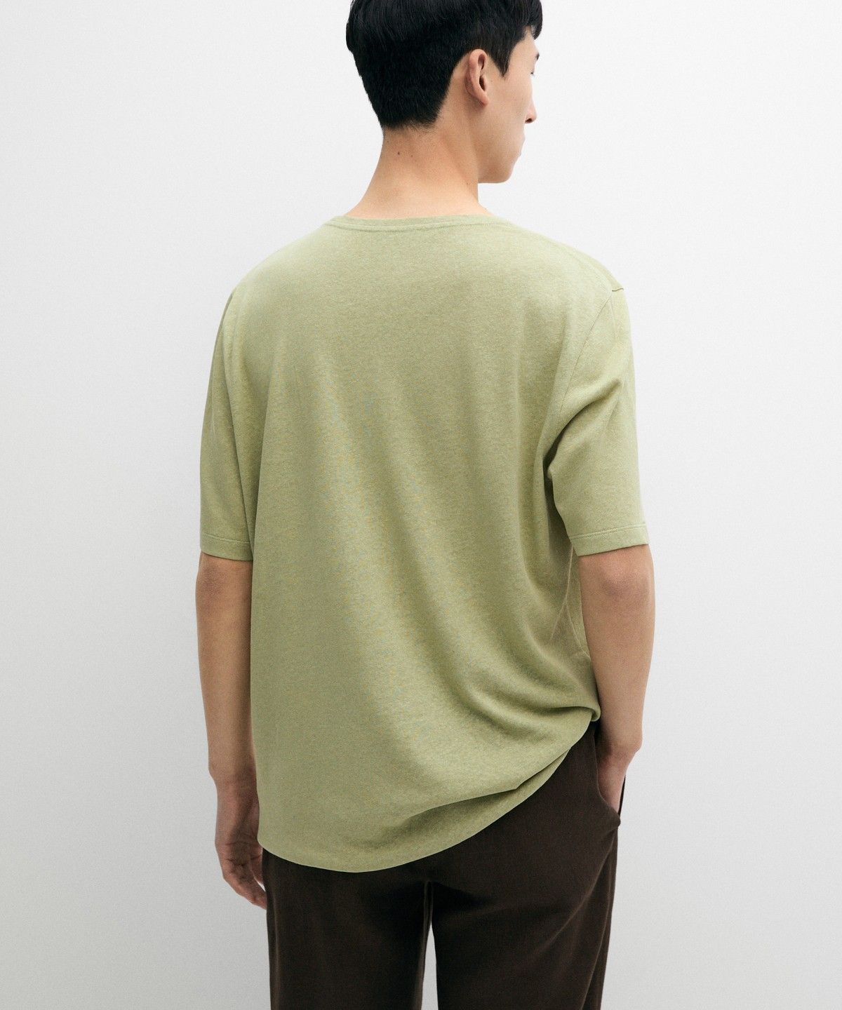 마시모두띠(MASSIMO DUTTI) 린넨 코튼 혼방 반팔 티셔츠