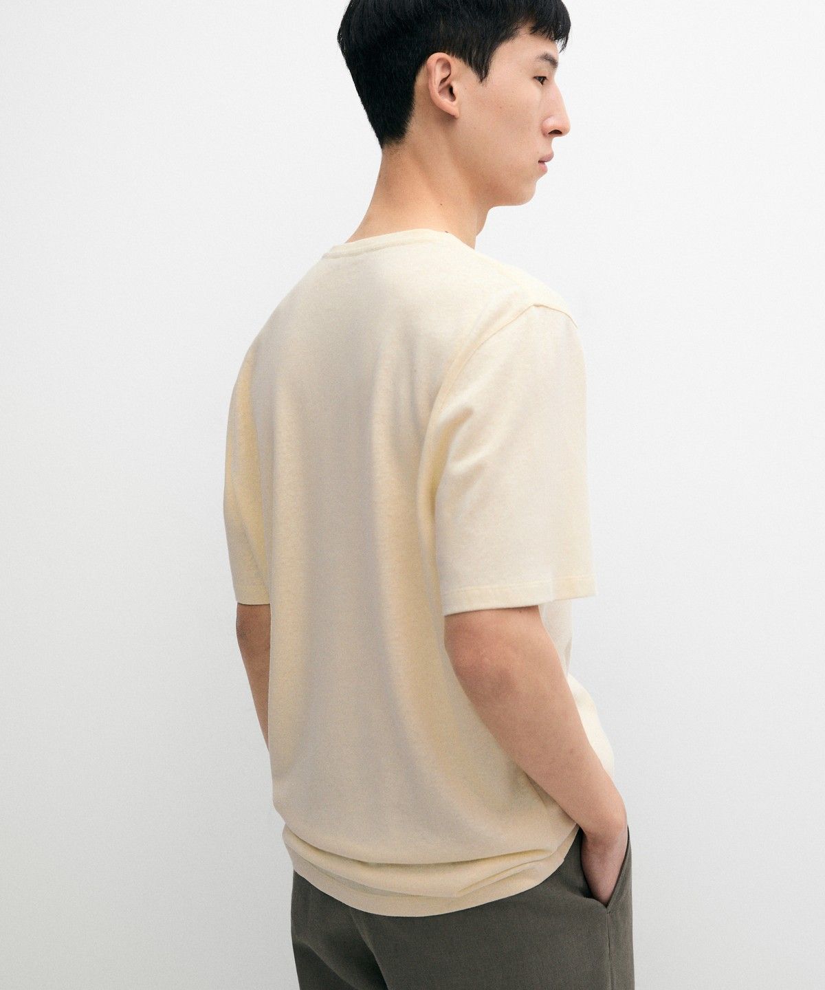 마시모두띠(MASSIMO DUTTI) 린넨 & 코튼 블렌드 반팔 티셔츠