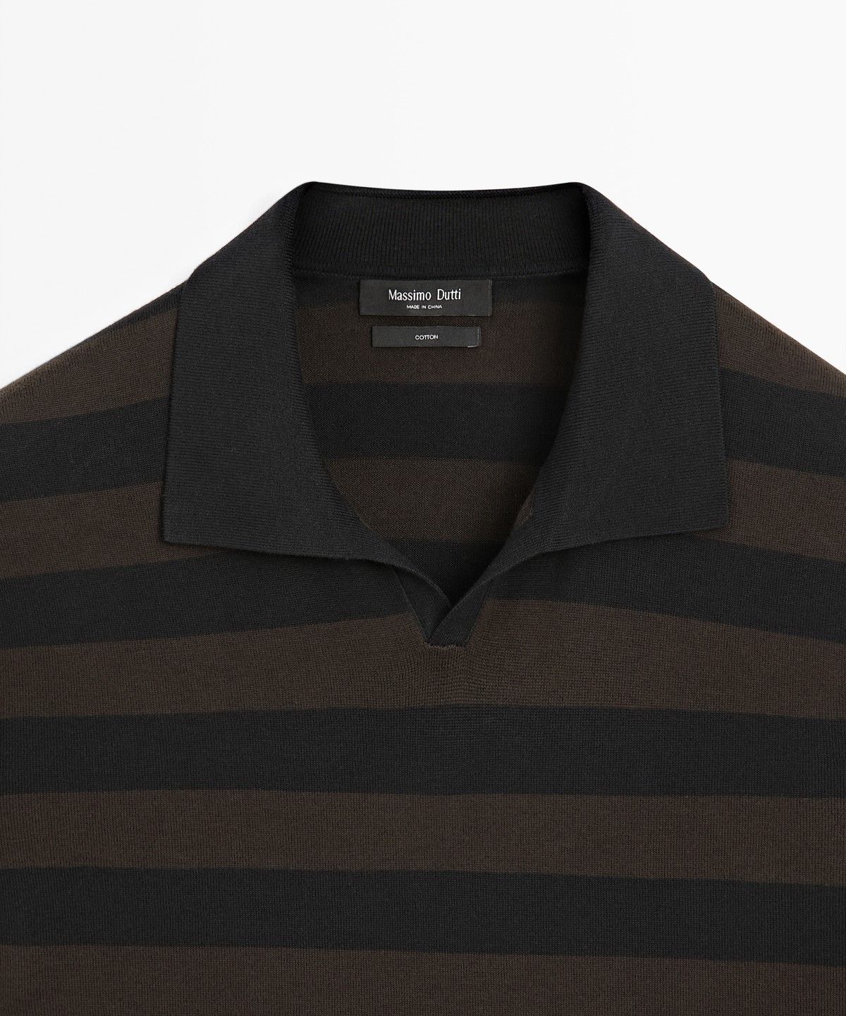 마시모두띠(MASSIMO DUTTI) 100% 코튼 스트라이프 니트 폴로셔츠