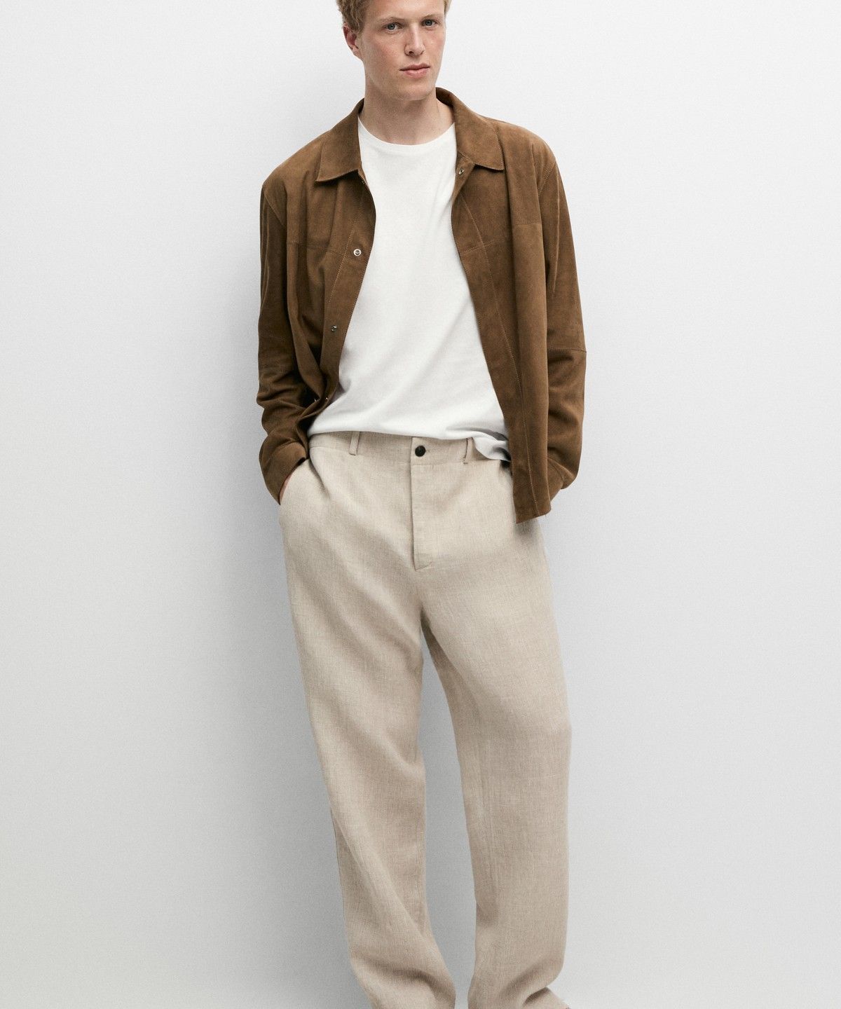 마시모두띠(MASSIMO DUTTI) 라이트웨이트 스웨이드 레더 오버셔츠