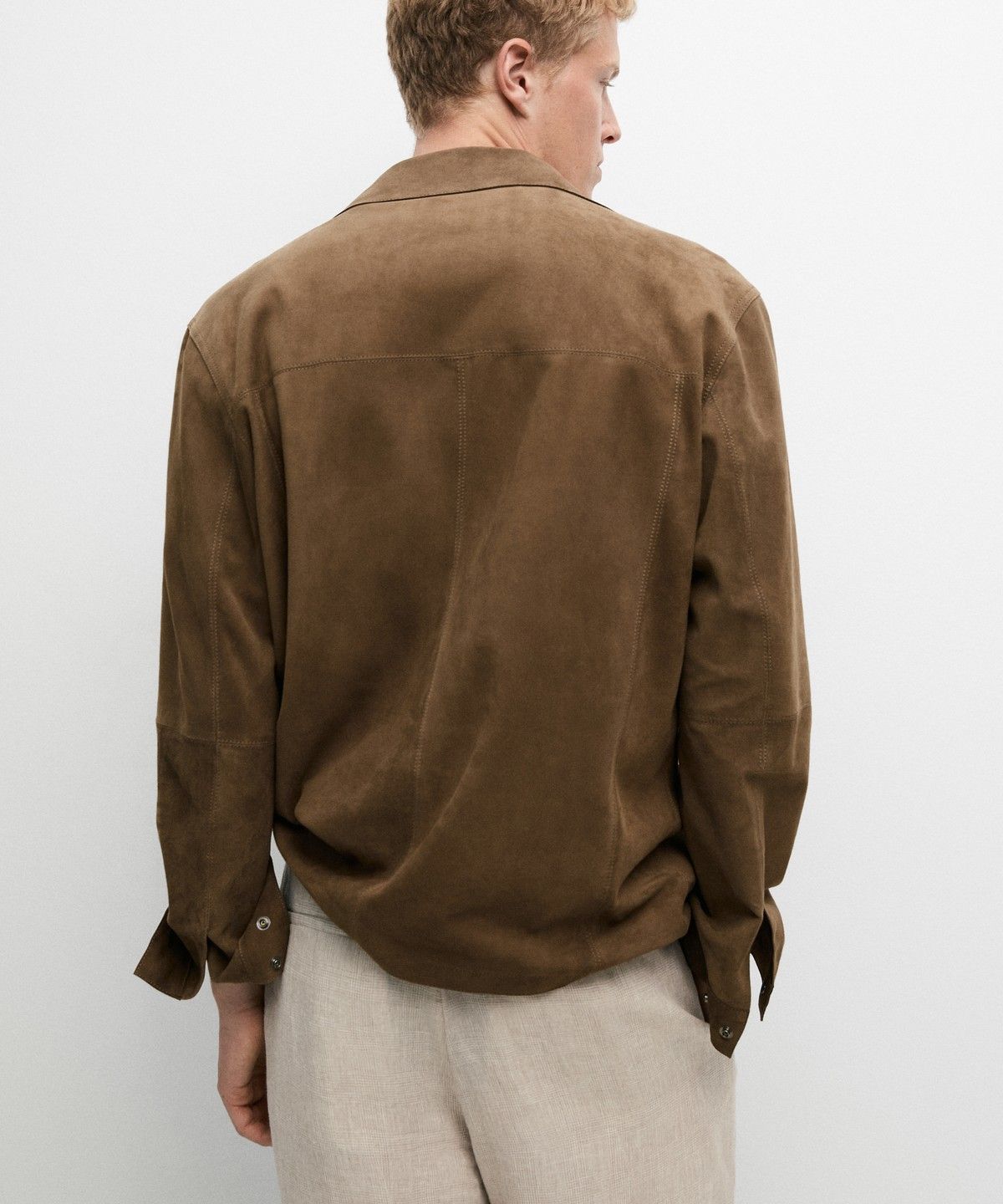 마시모두띠(MASSIMO DUTTI) 라이트웨이트 스웨이드 레더 오버셔츠