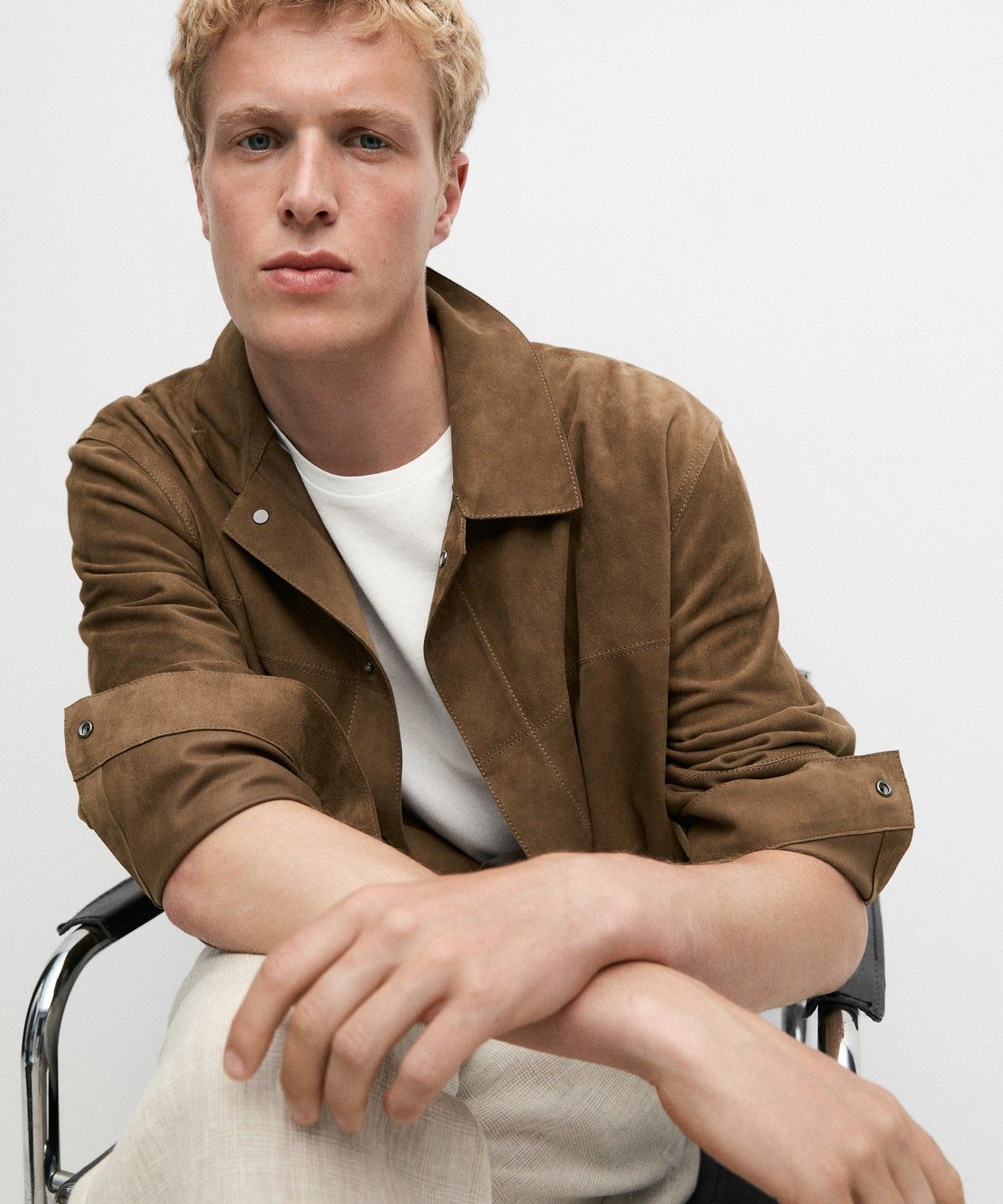 마시모두띠(MASSIMO DUTTI) 라이트웨이트 스웨이드 레더 오버셔츠