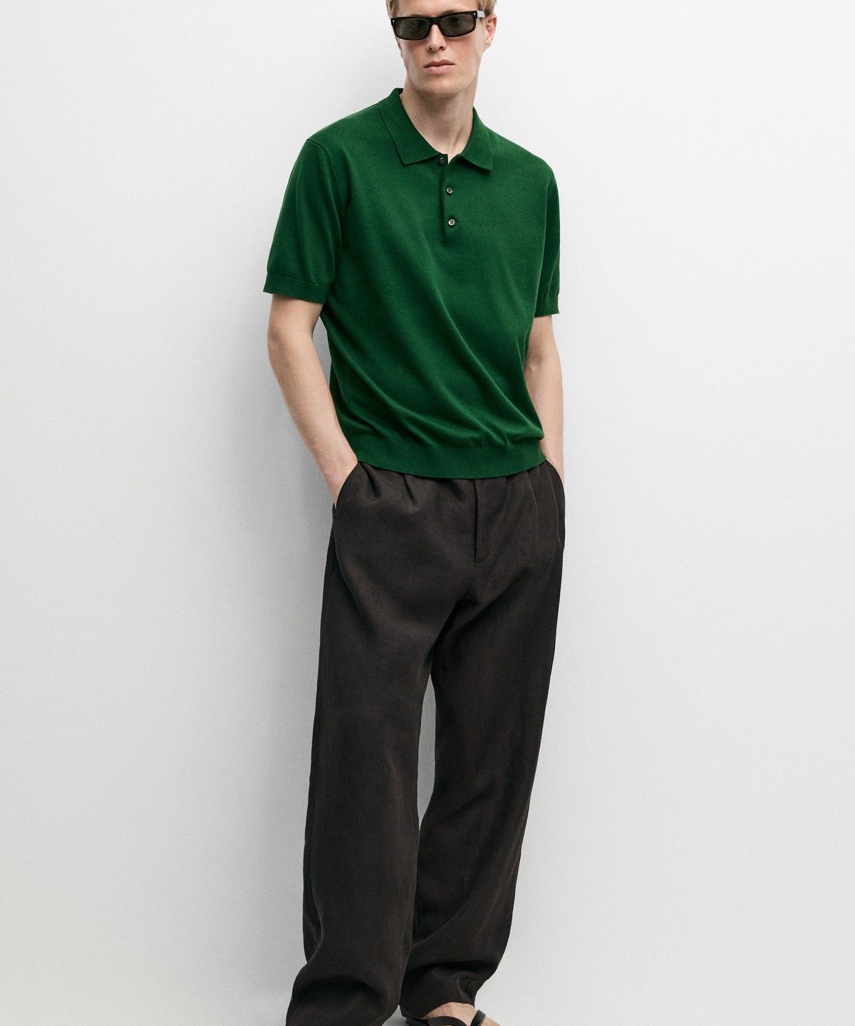 마시모두띠(MASSIMO DUTTI) 100% 코튼 니트 폴로 스웨터